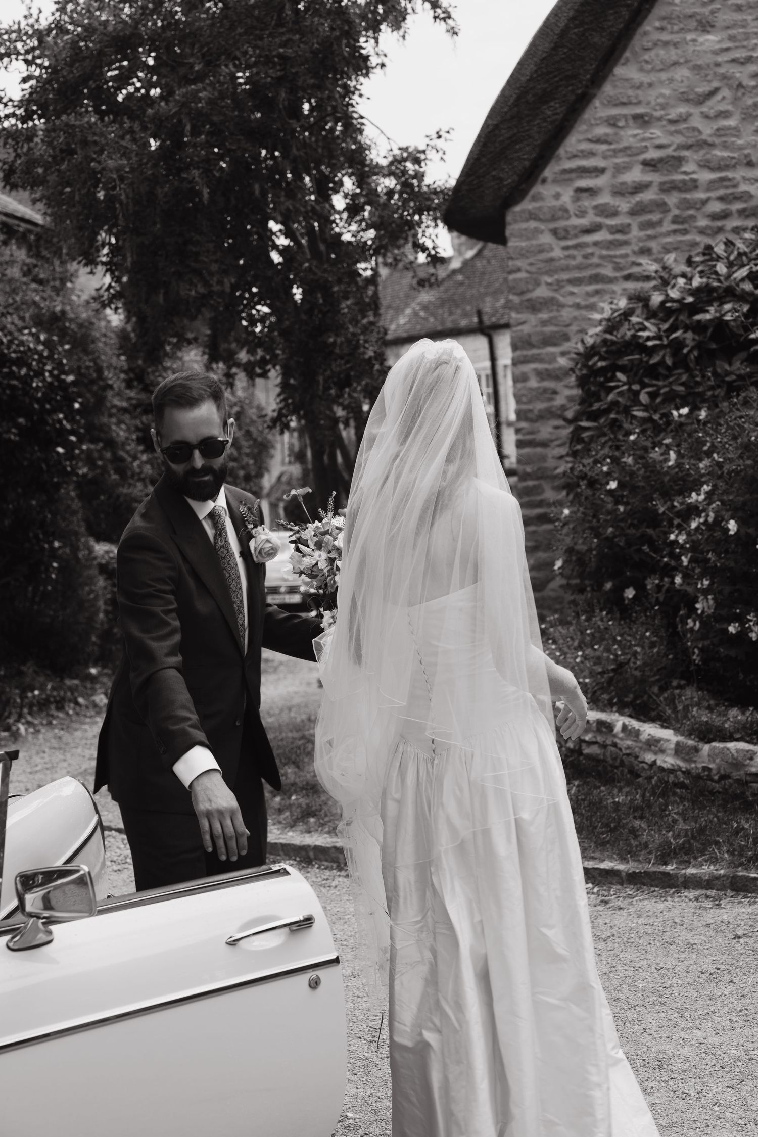 Bride and groom portrait by Derbyshire wedding photographer