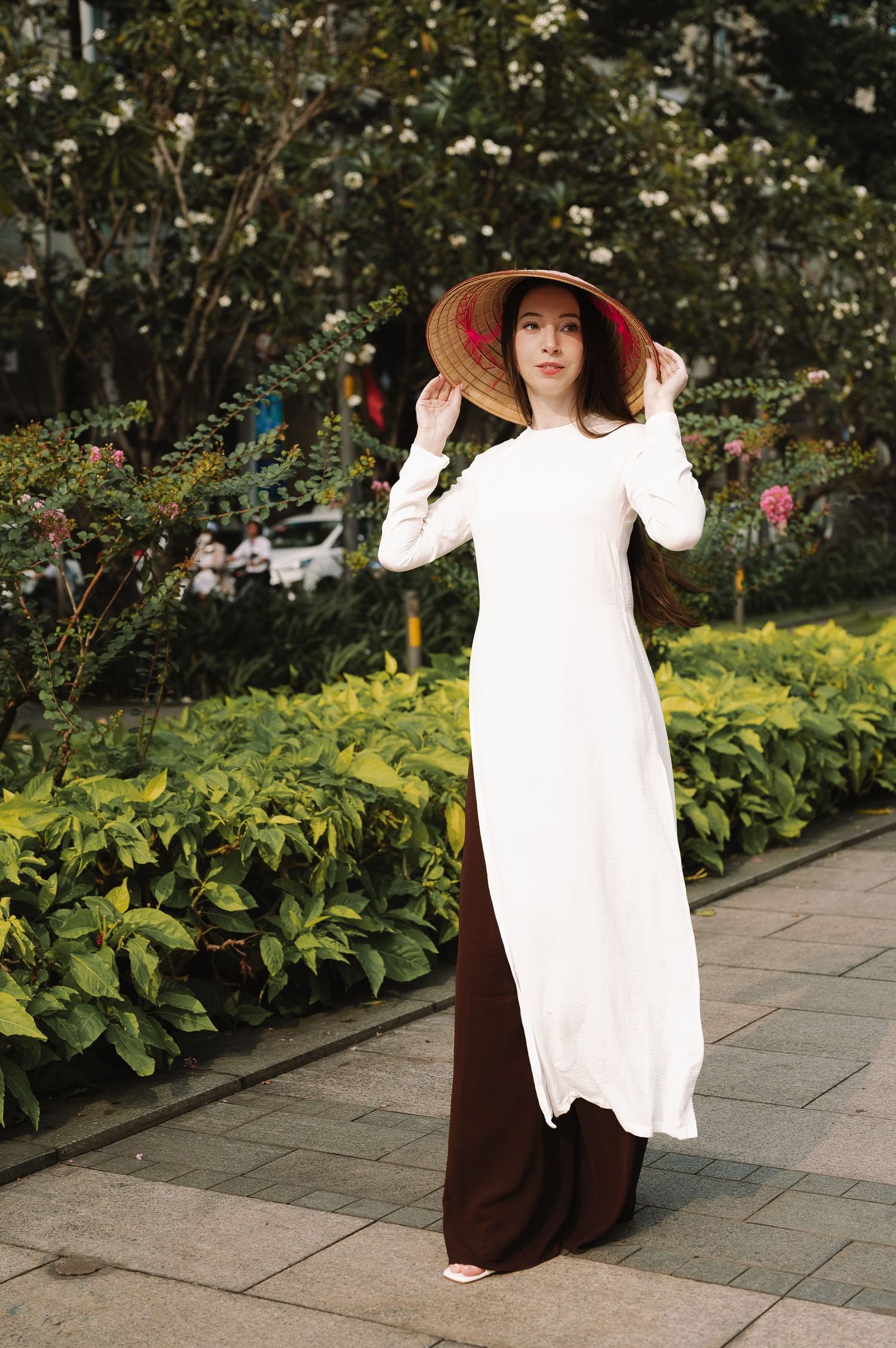 Fashion Photography in Ho Chi Minh City: Vietnamese Ao Dai on a model by Anastasia Sokyrka Portrait Photographer Saigon