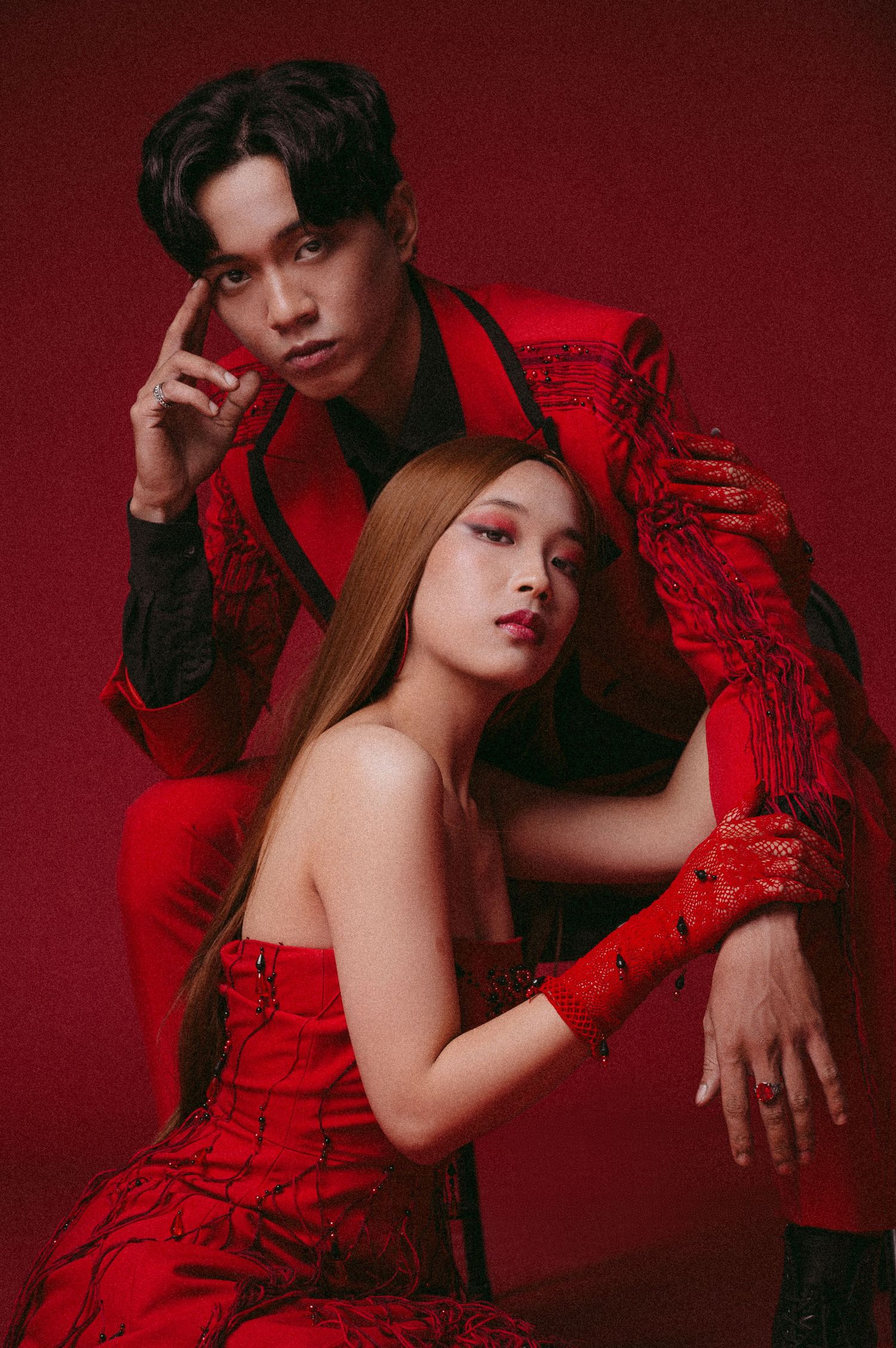 Fashion editorial couple photography in studio by Anastasia Sokyrka | Portrait photographer based in Saigon, Vietnam