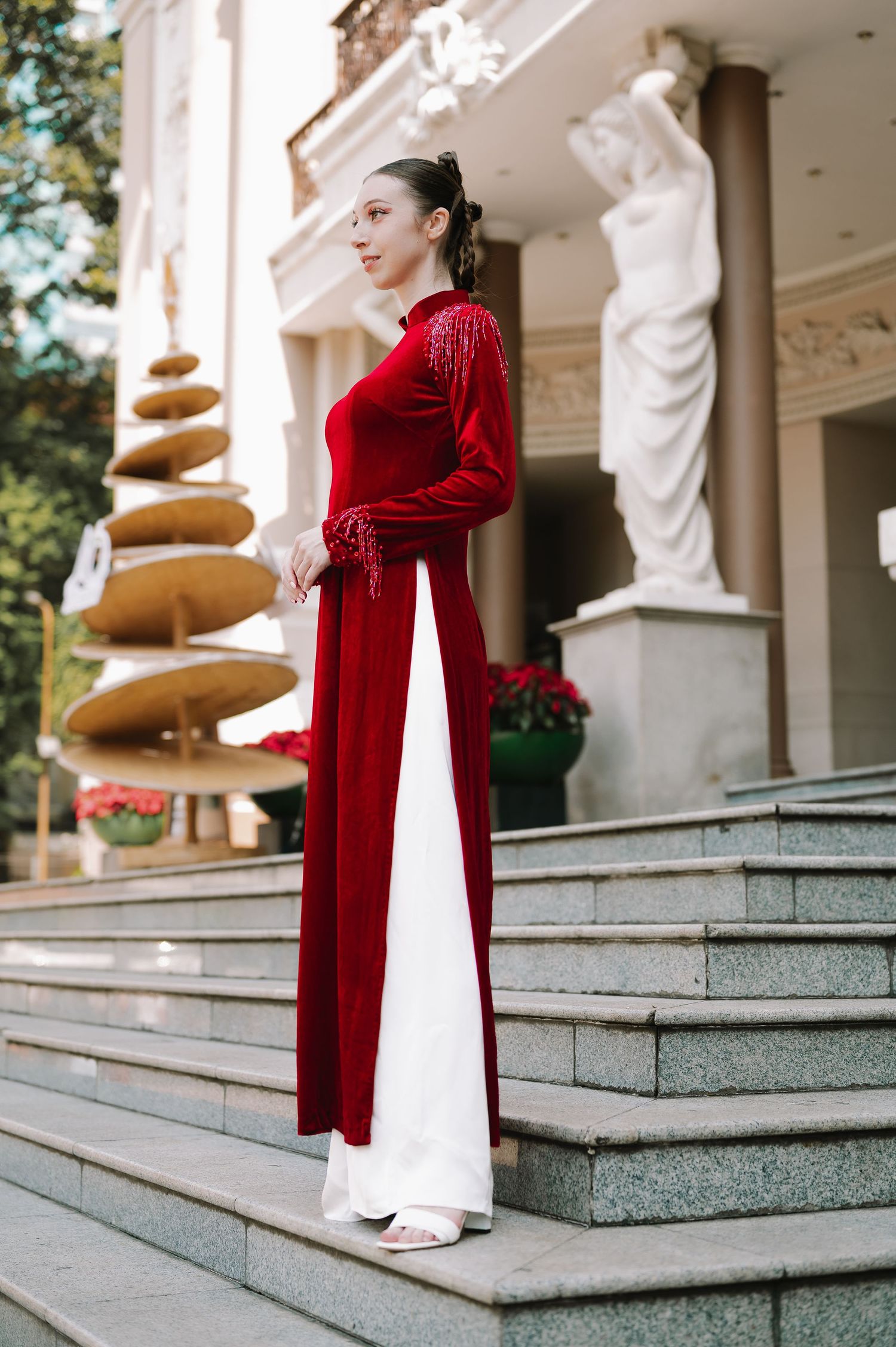 Fashion Photography in Ho Chi Minh City: Vietnamese Ao Dai on a model by Anastasia Sokyrka Portrait Photographer Saigon