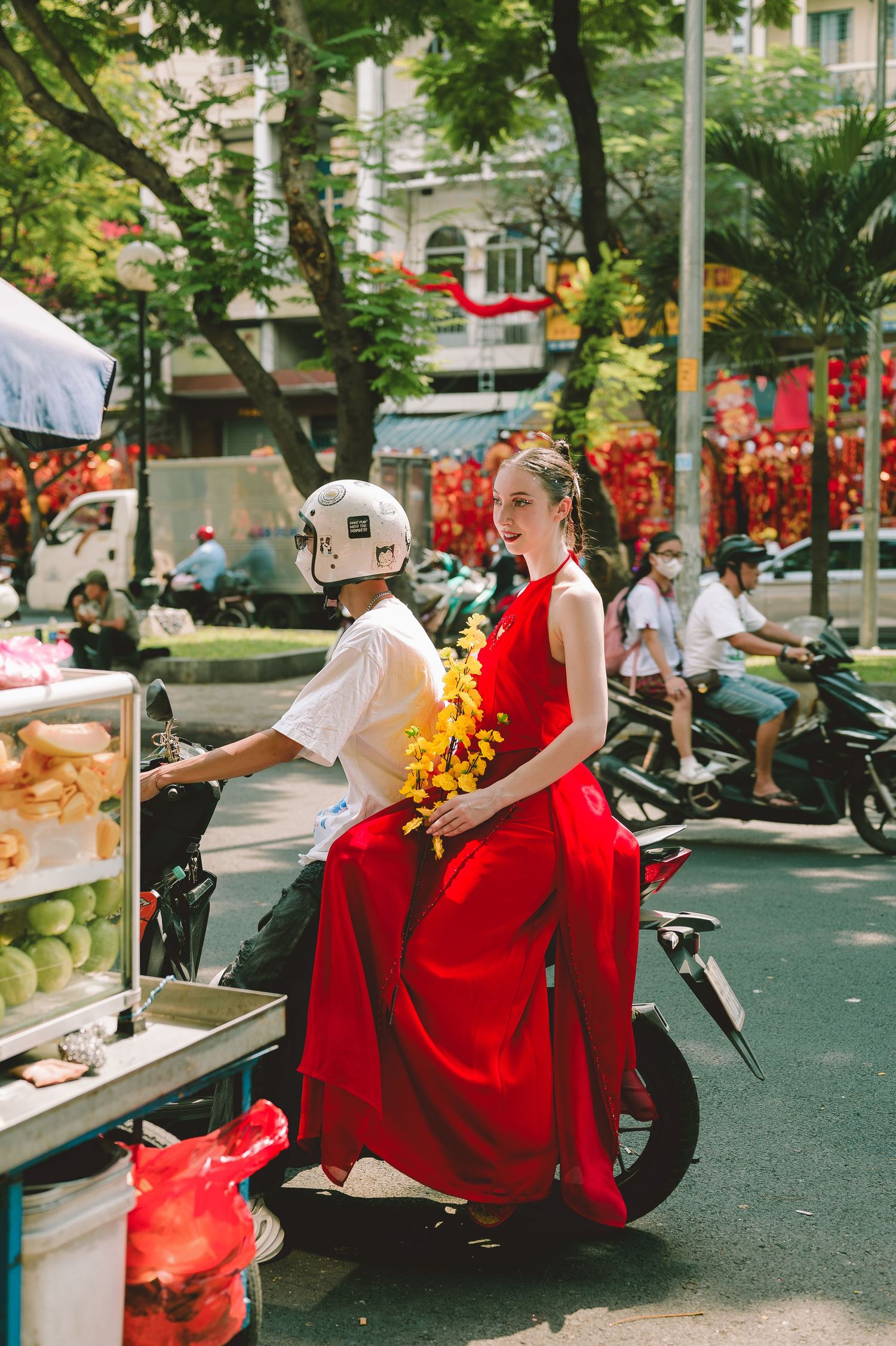 Fashion Photography in Ho Chi Minh City: Vietnamese Ao Dai on a model by Anastasia Sokyrka Portrait Photographer Saigon