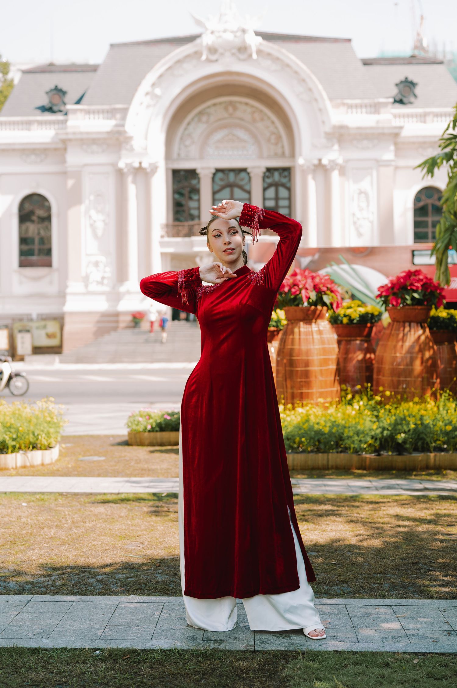 Fashion Photography in Ho Chi Minh City: Vietnamese Ao Dai on a model by Anastasia Sokyrka Portrait Photographer Saigon