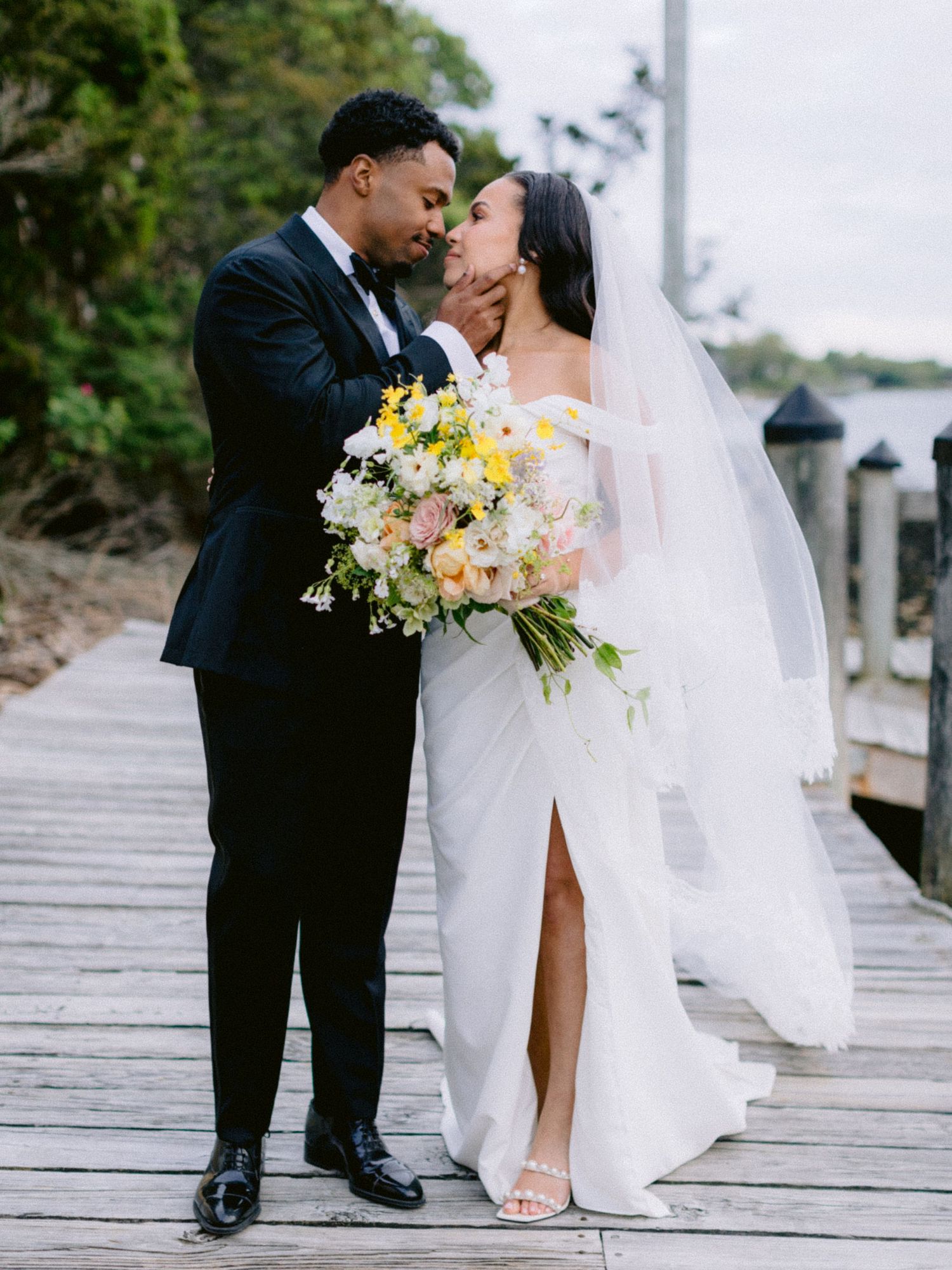 bride and groom sunset portraits at Hampton NY wedding
