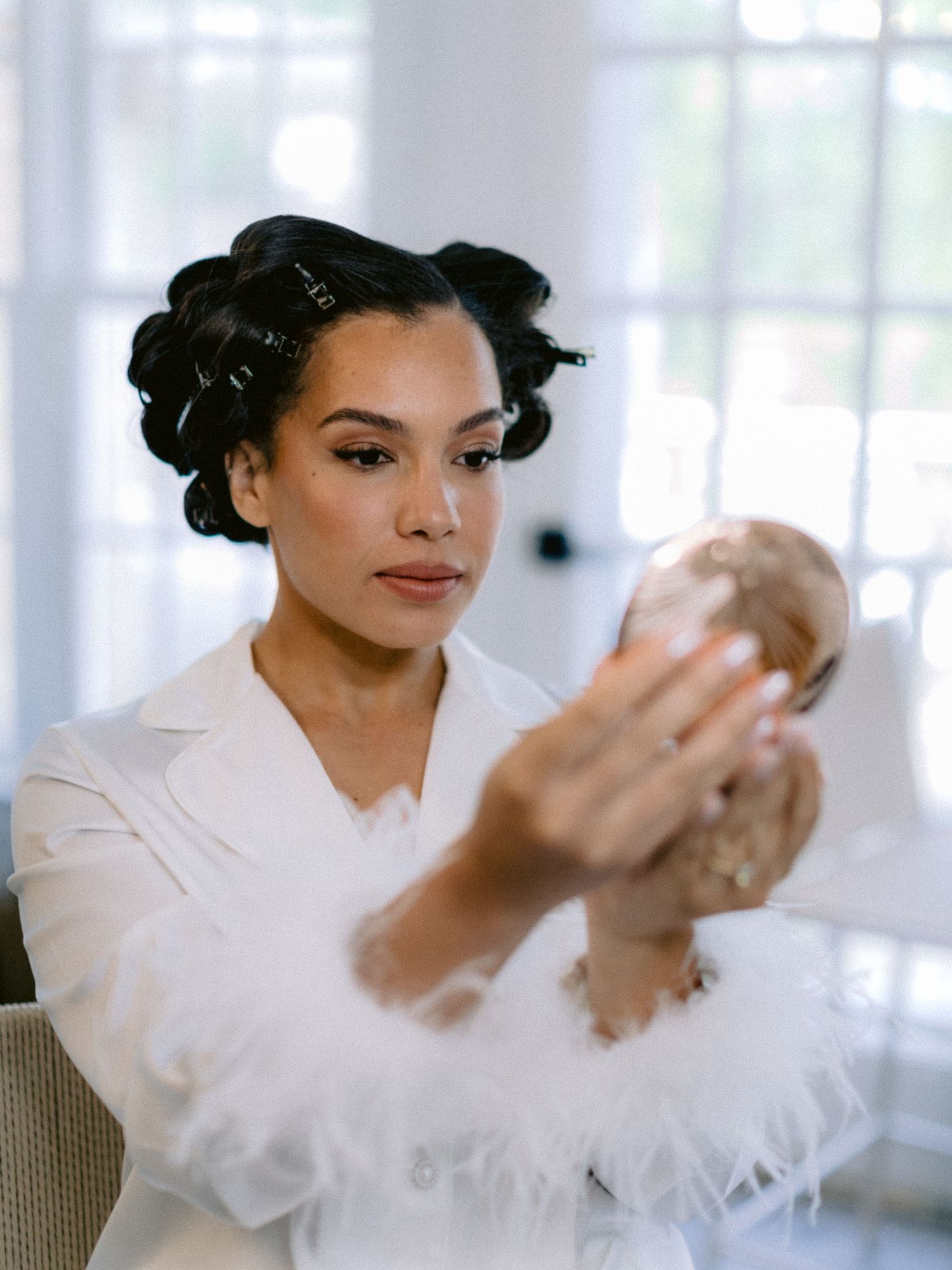 bride getting ready  at Hampton NY wedding