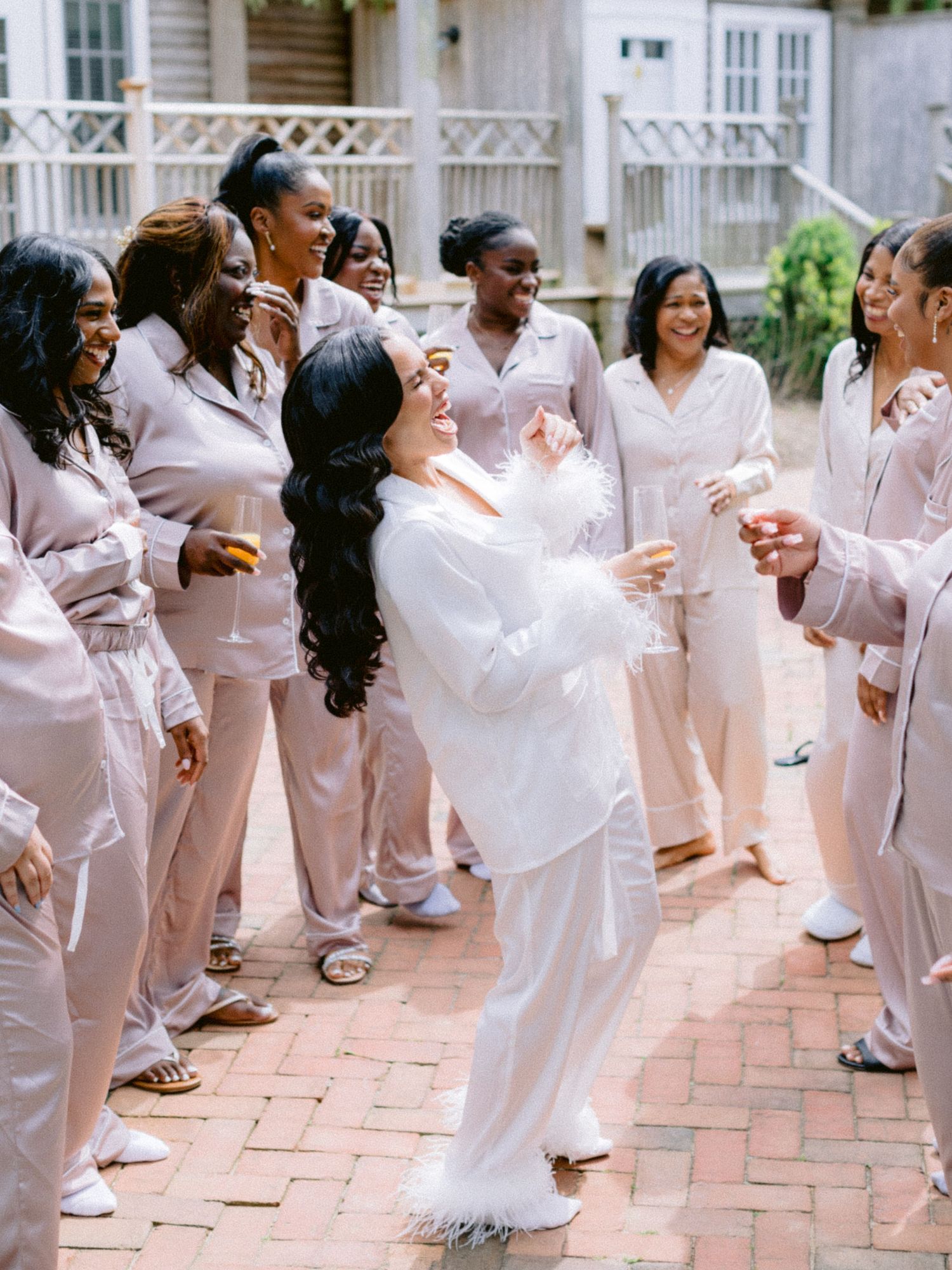 bridal party getting ready at Hampton NY wedding