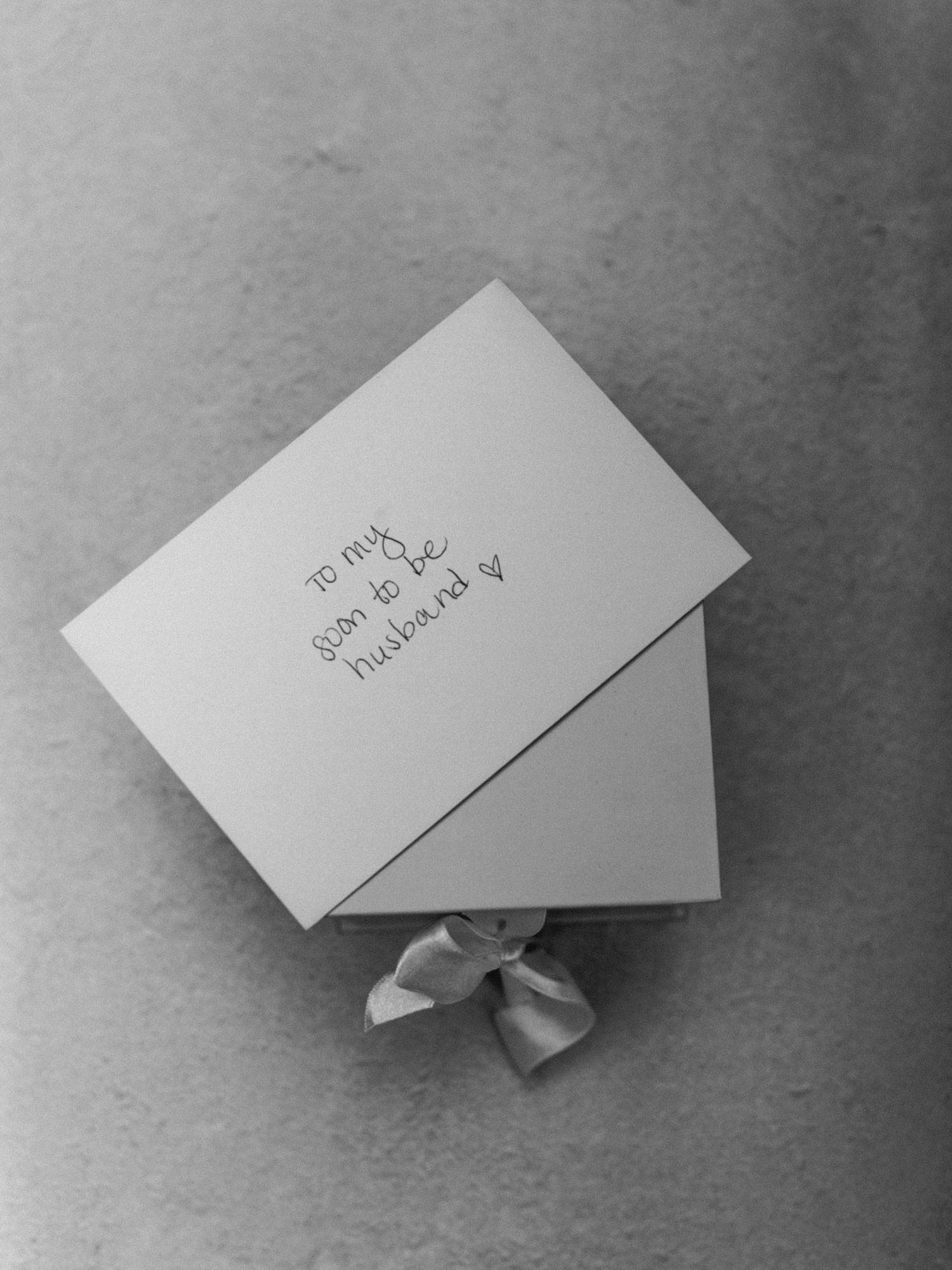 groom gift letter from bride at Hampton NY wedding