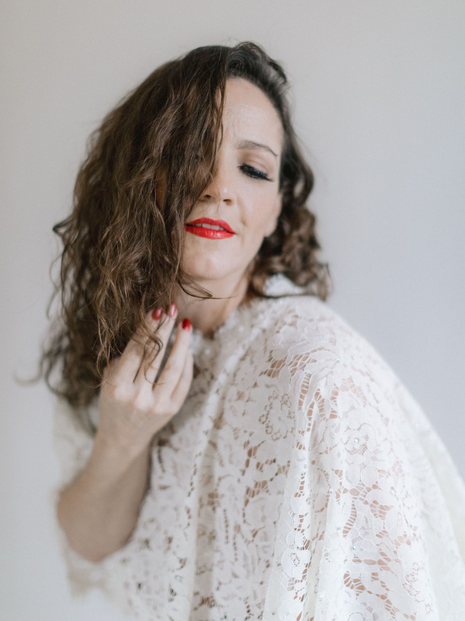 Bridal boudoir in studio