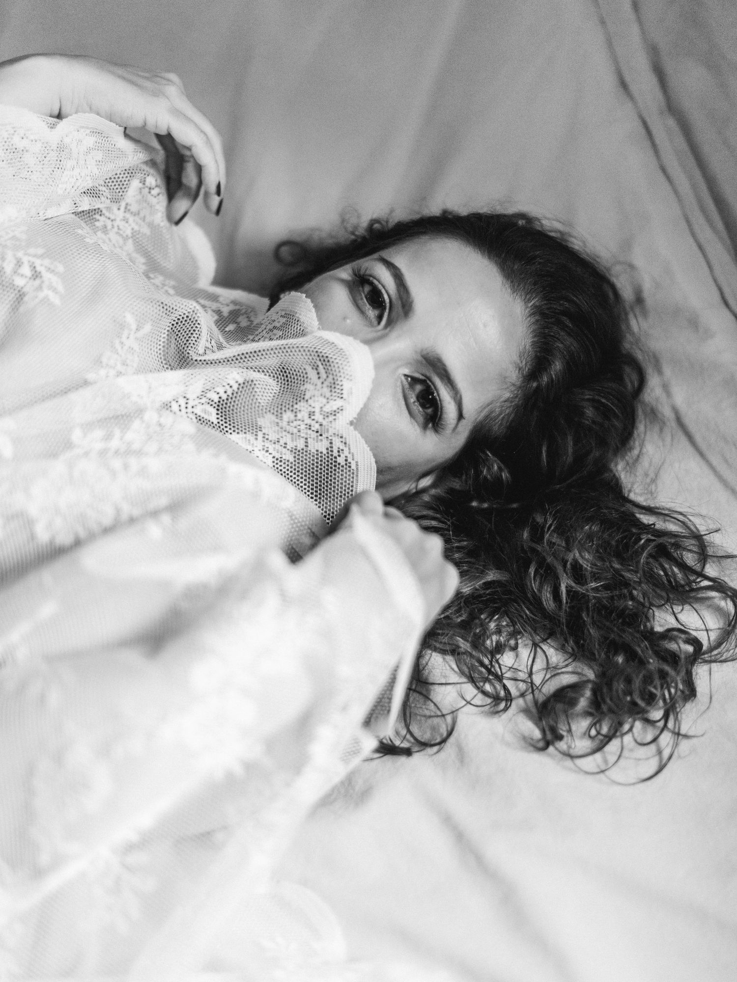 Bridal boudoir in studio