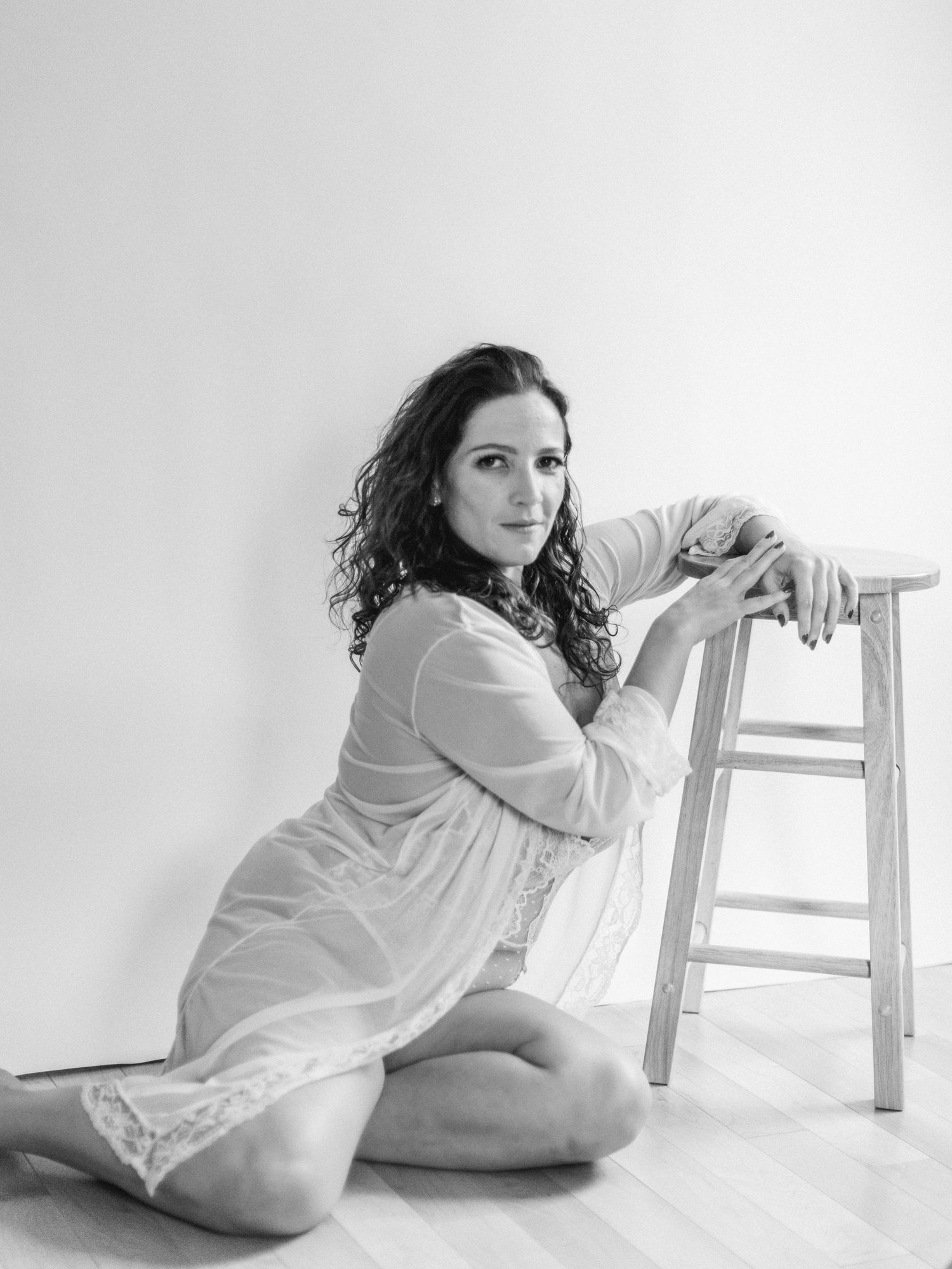 Bridal boudoir in studio