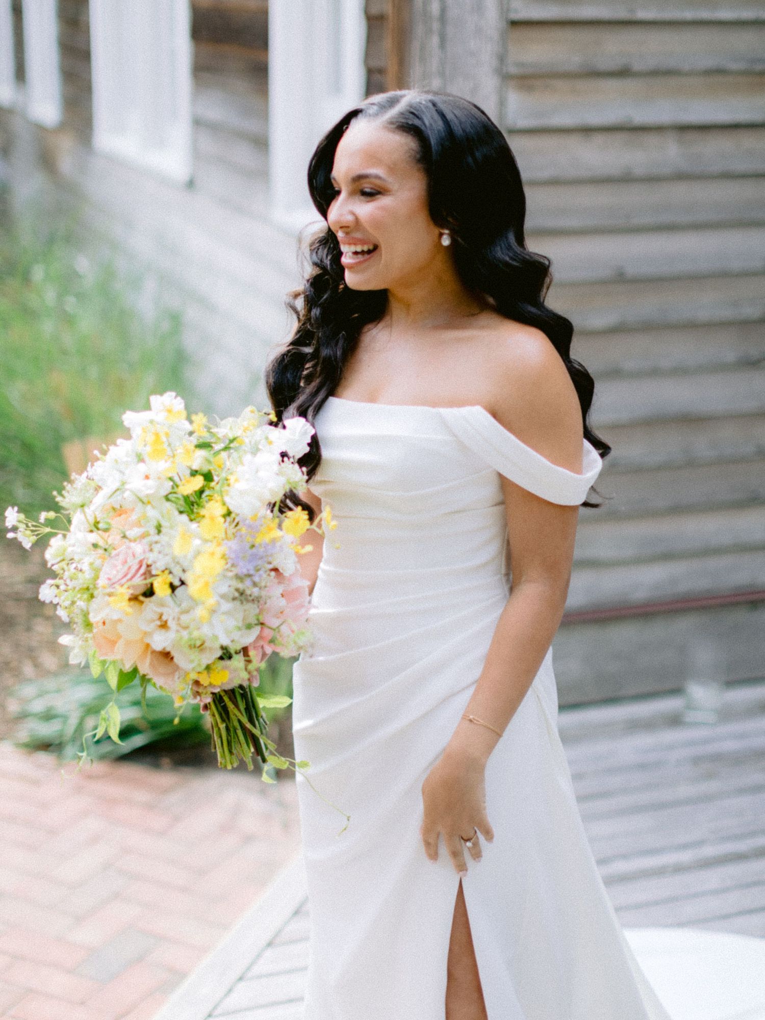 bride candid portrait at Hampton NY wedding
