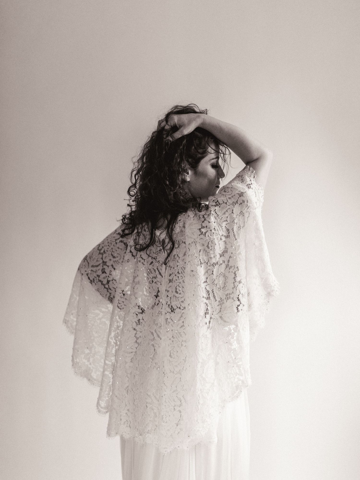 Bridal boudoir in studio