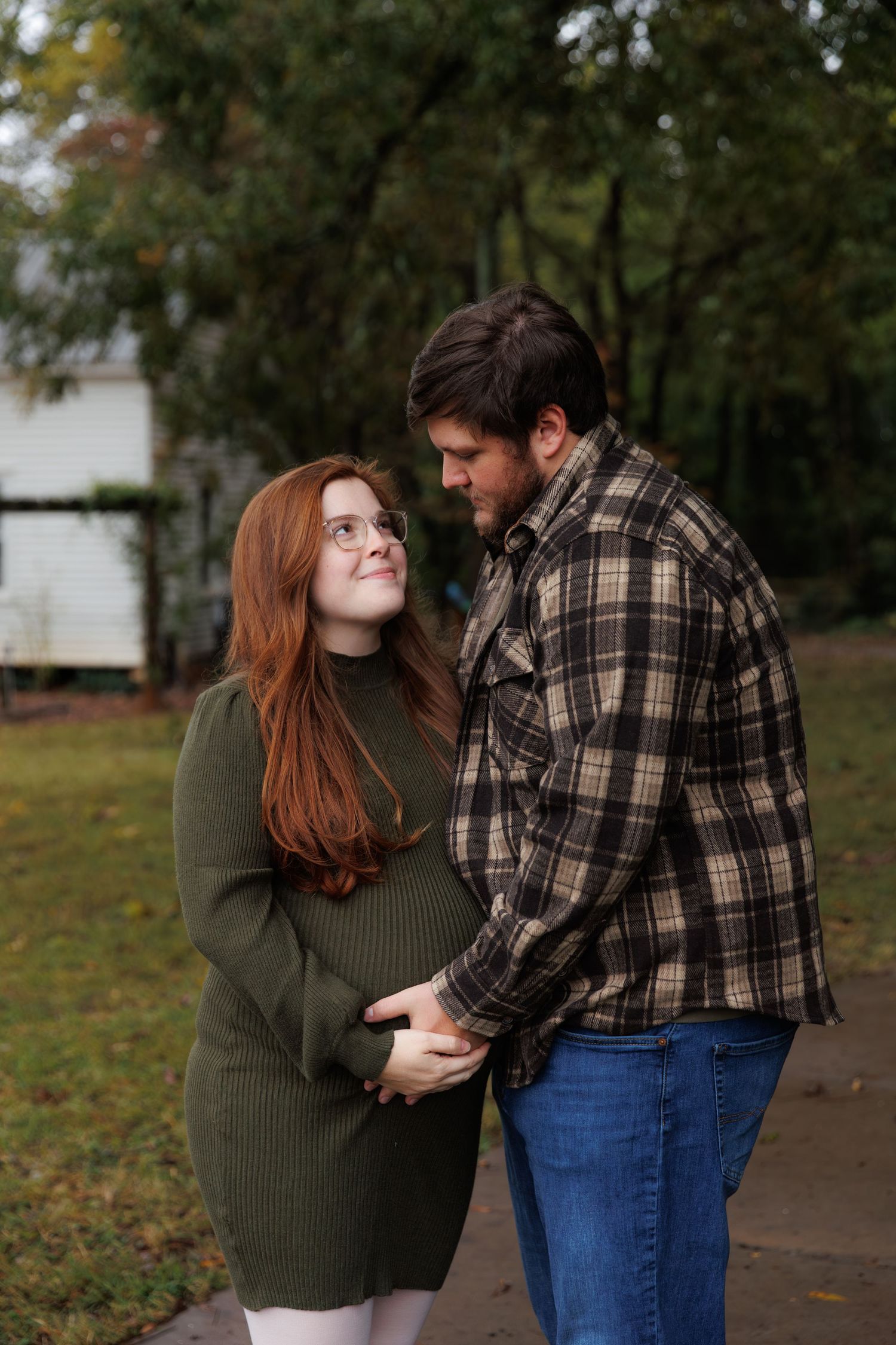 Sweet family interactions shown in progressive shots against a backdrop of fall trees.