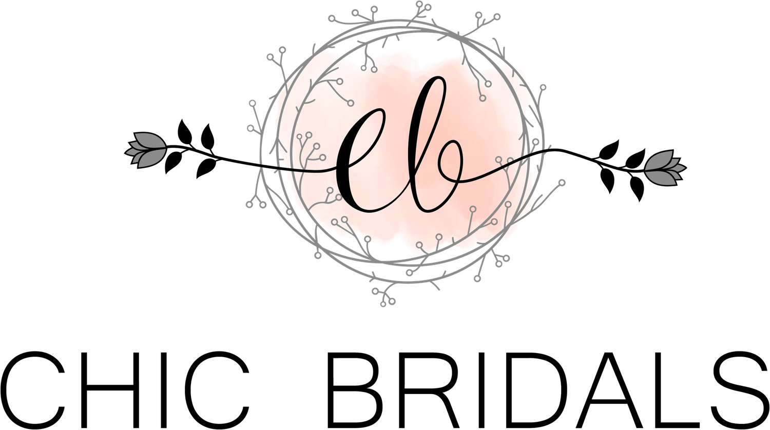 A delicate pink and black circular logo design with 'eb' text in elegant script.