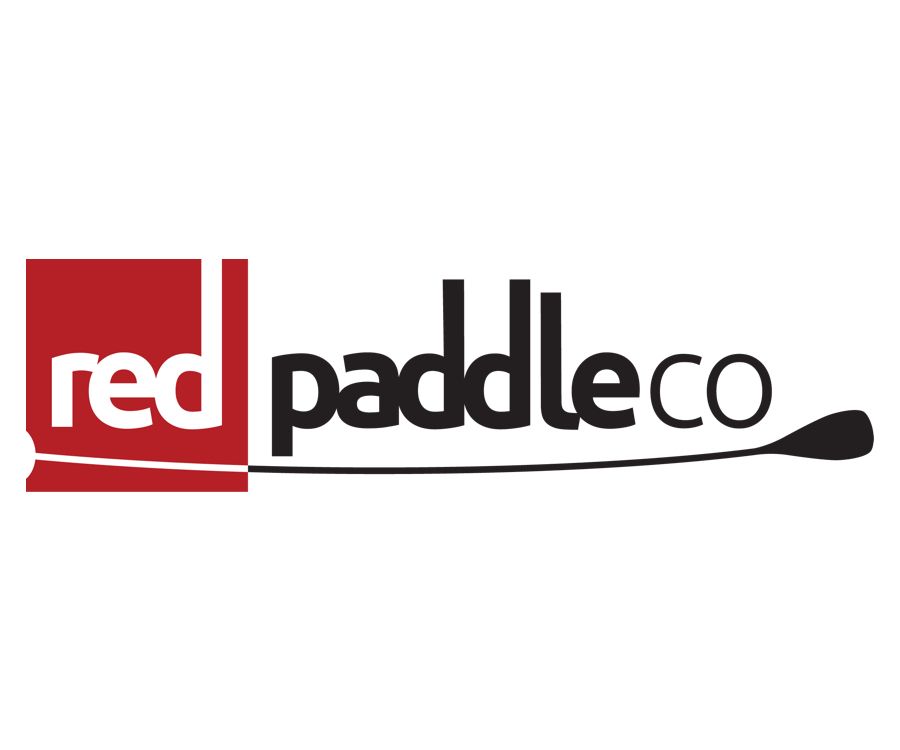 Red and black logo for Red Paddle Co featuring a paddle icon.  Branding photography, Devon