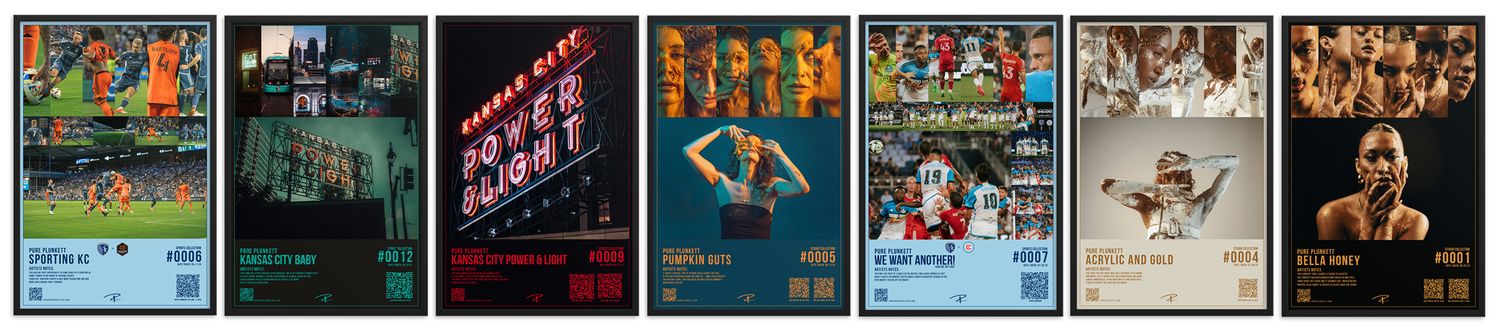 Collection of seven movie or event posters arranged in a grid.
