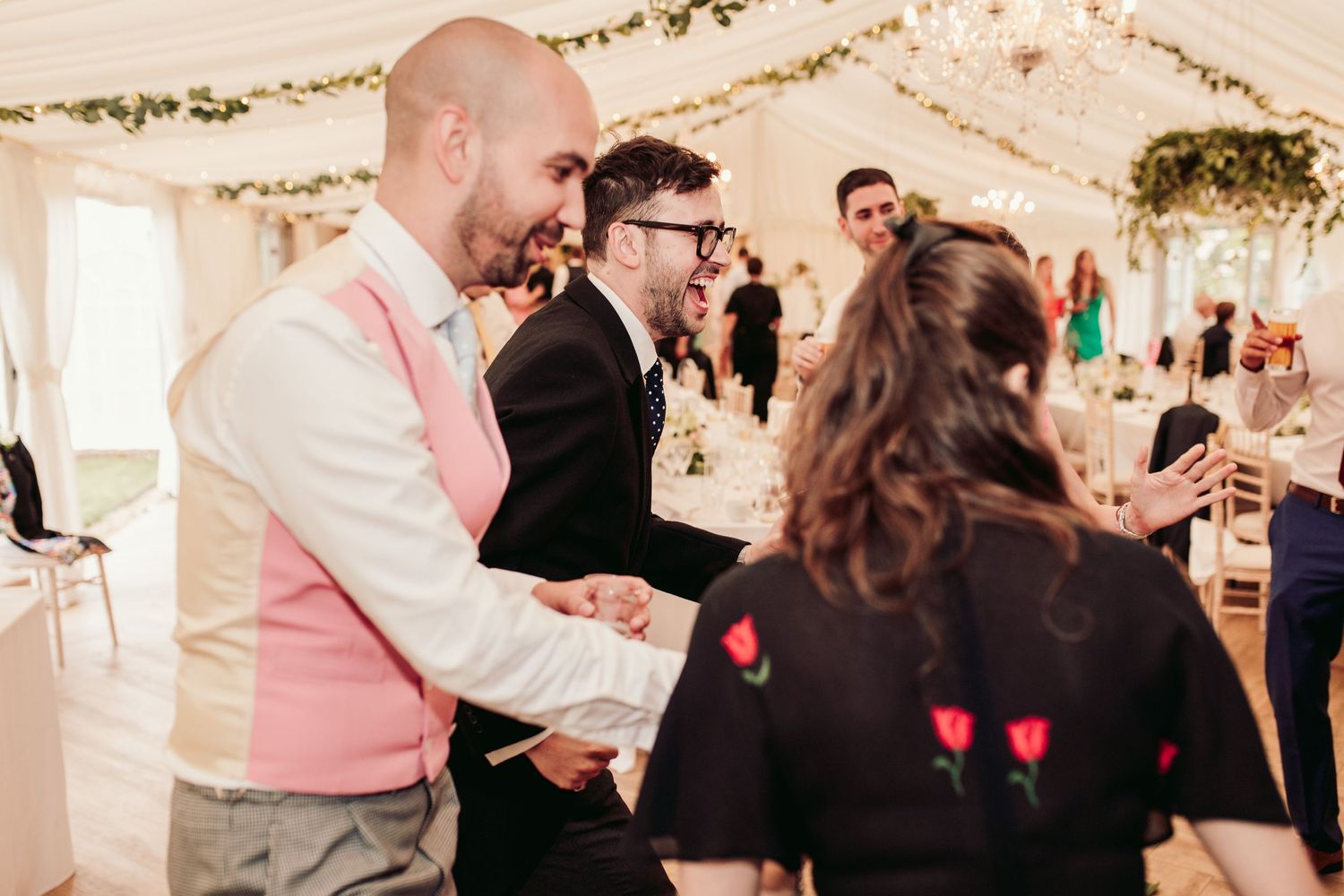 Glemham Hall Wedding Venue in Suffolk Countrysid Exchange Vows in Glemham Hall's Great HallTable Setup in Marquee with Pastel Flowers