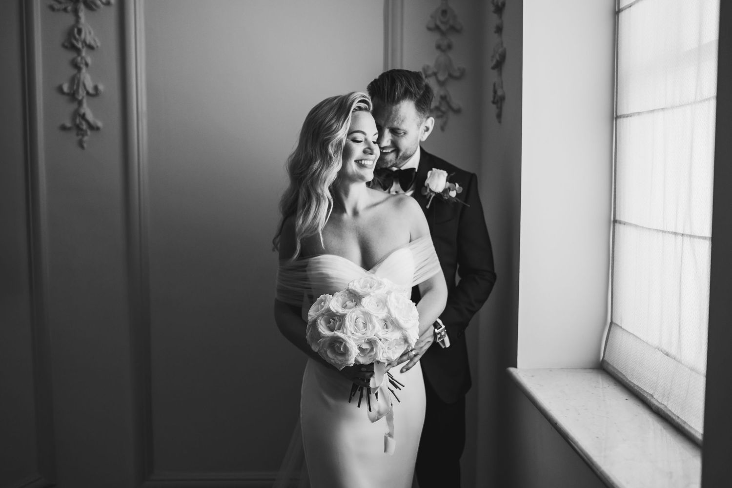 Bride and Groom in Claridge’s Ballroom: 