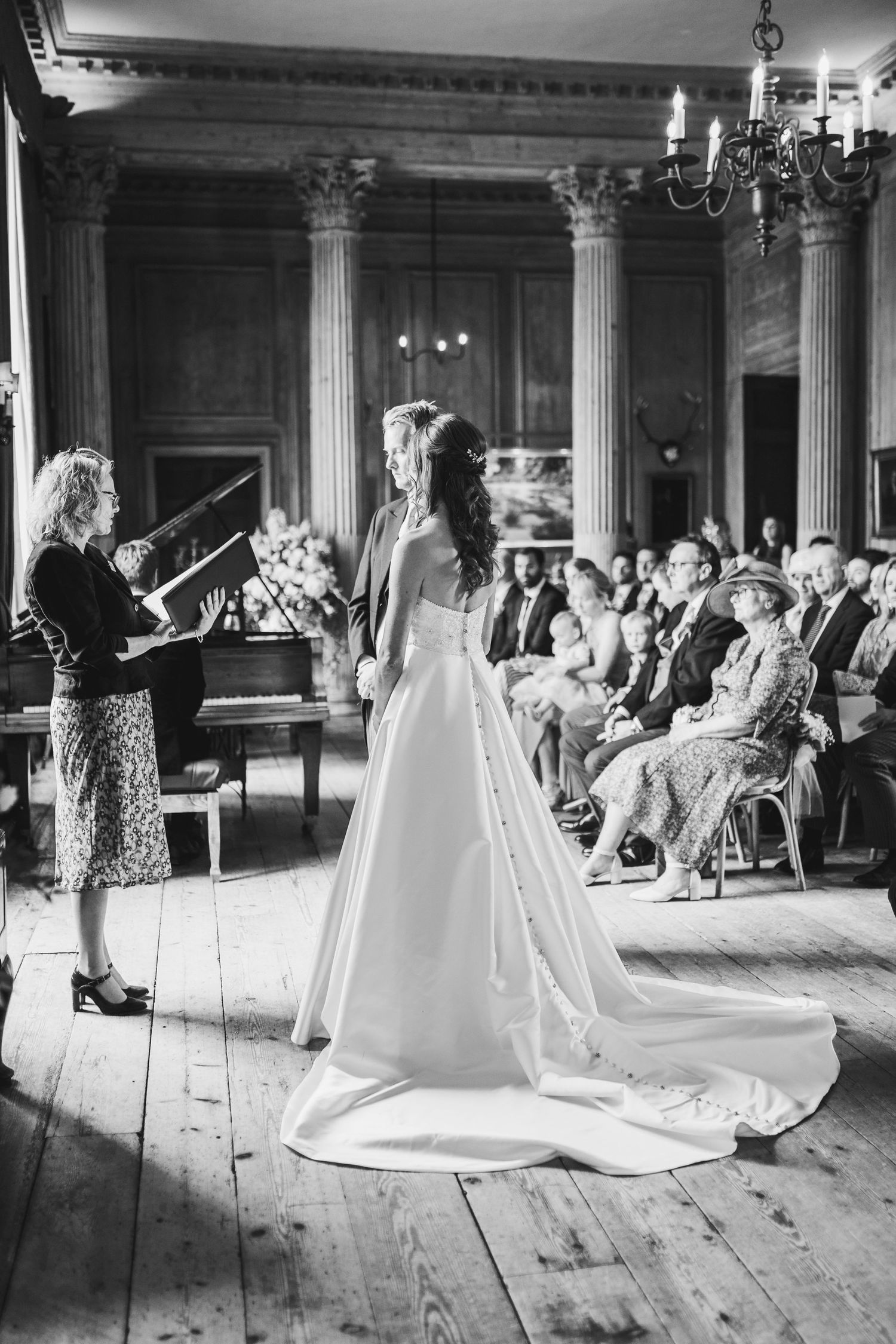 Glemham Hall Wedding Venue in Suffolk Countrysid Exchange Vows in Glemham Hall's Great HallTable Setup in Marquee with Pastel Flowers