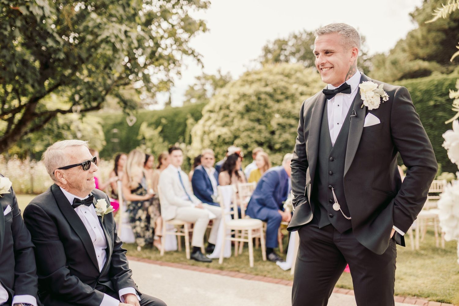 Beautiful wedding at Gaynes Park, Essex, featuring rustic barns, stunning gardens, and romantic outdoor photography in a picturesque setting