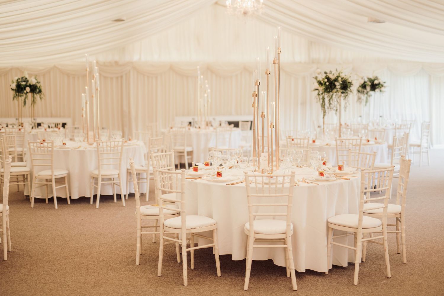 Luxury wedding reception at North Mymms Park with grand interiors and opulent decor