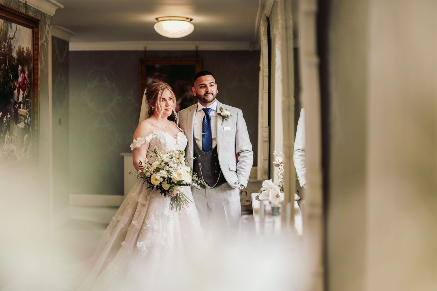 Romantic outdoor wedding moments captured at North Mymms Park's historic venue