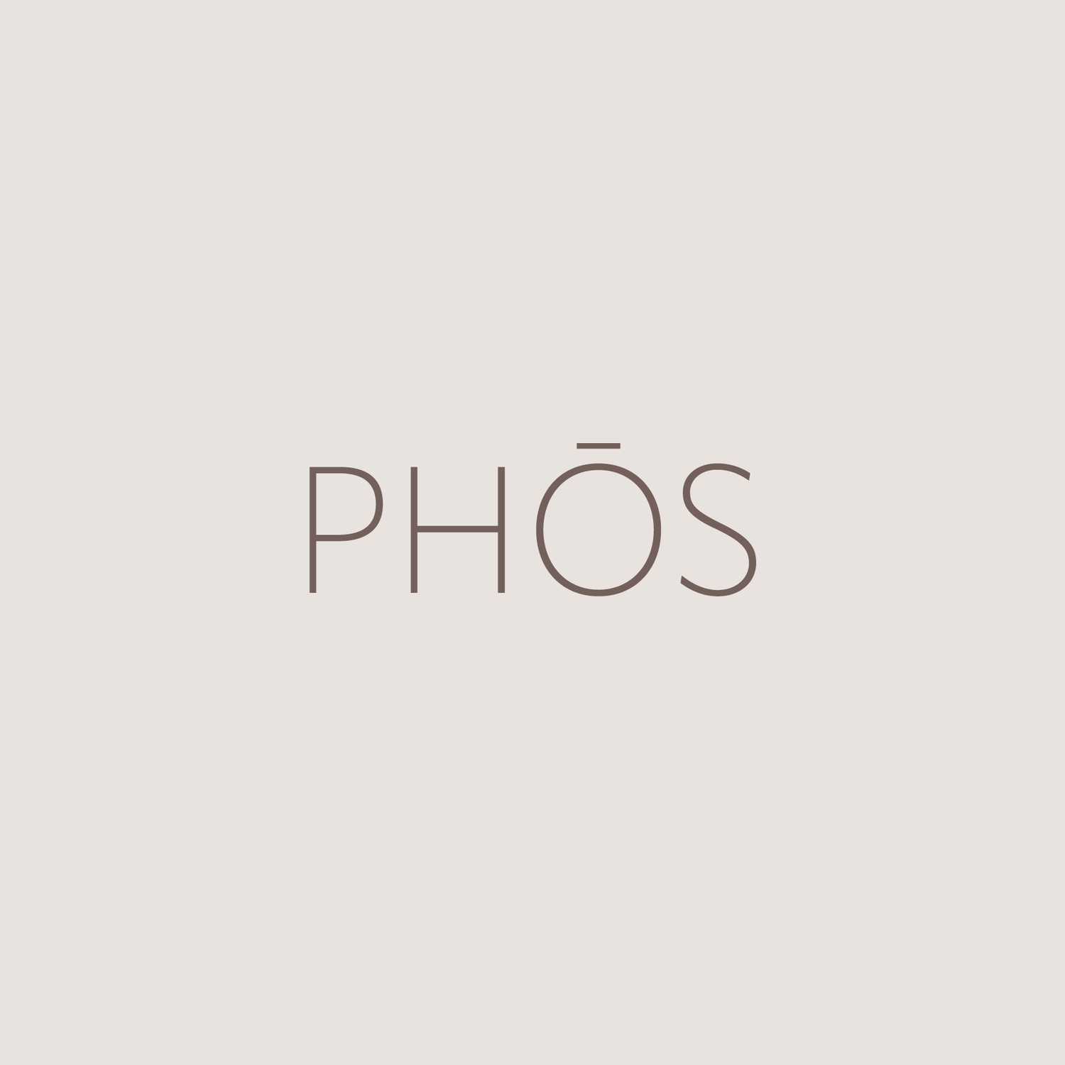 Minimalist PHOS photography logo on a soft beige background.