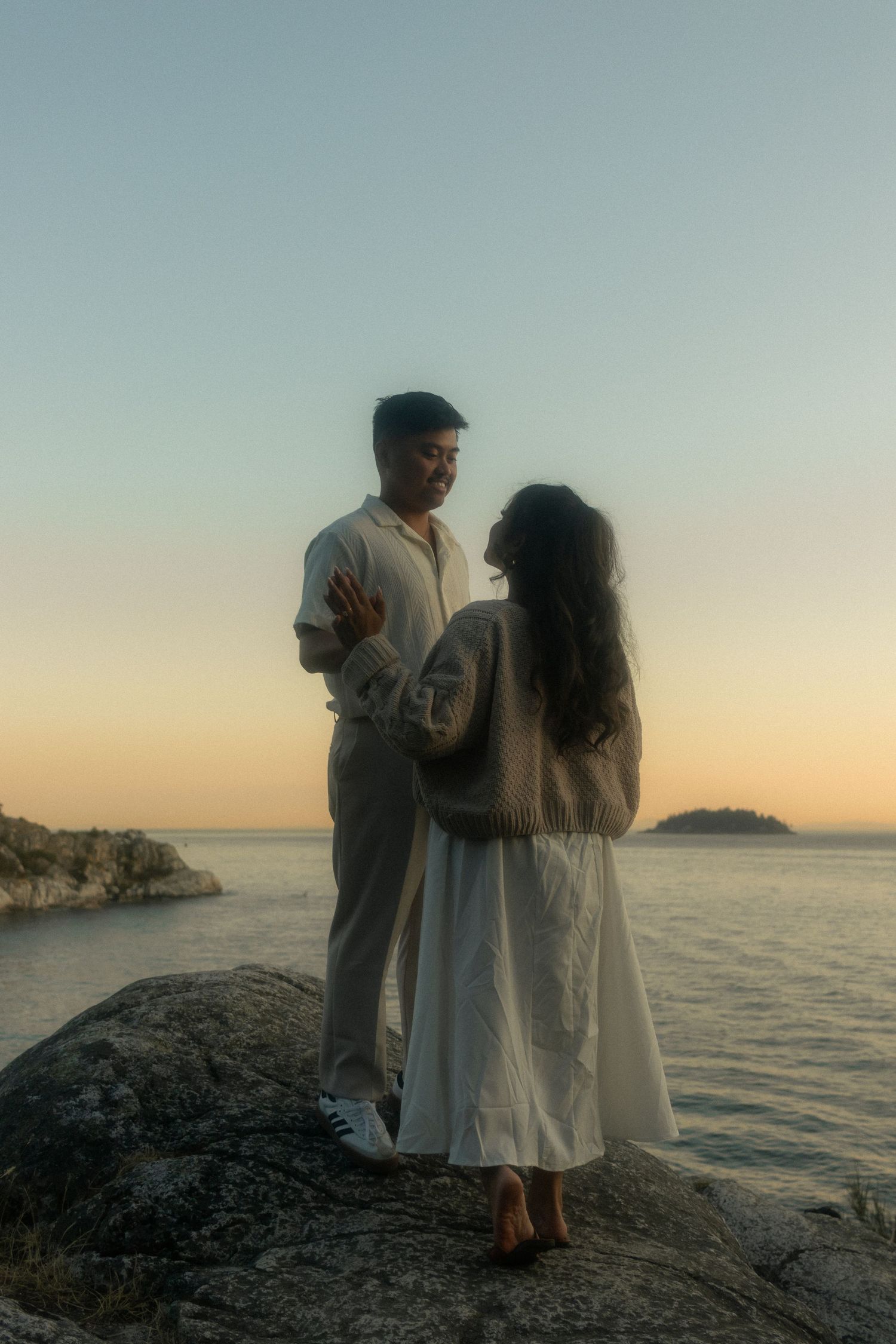 Engagement session, couple at sunset