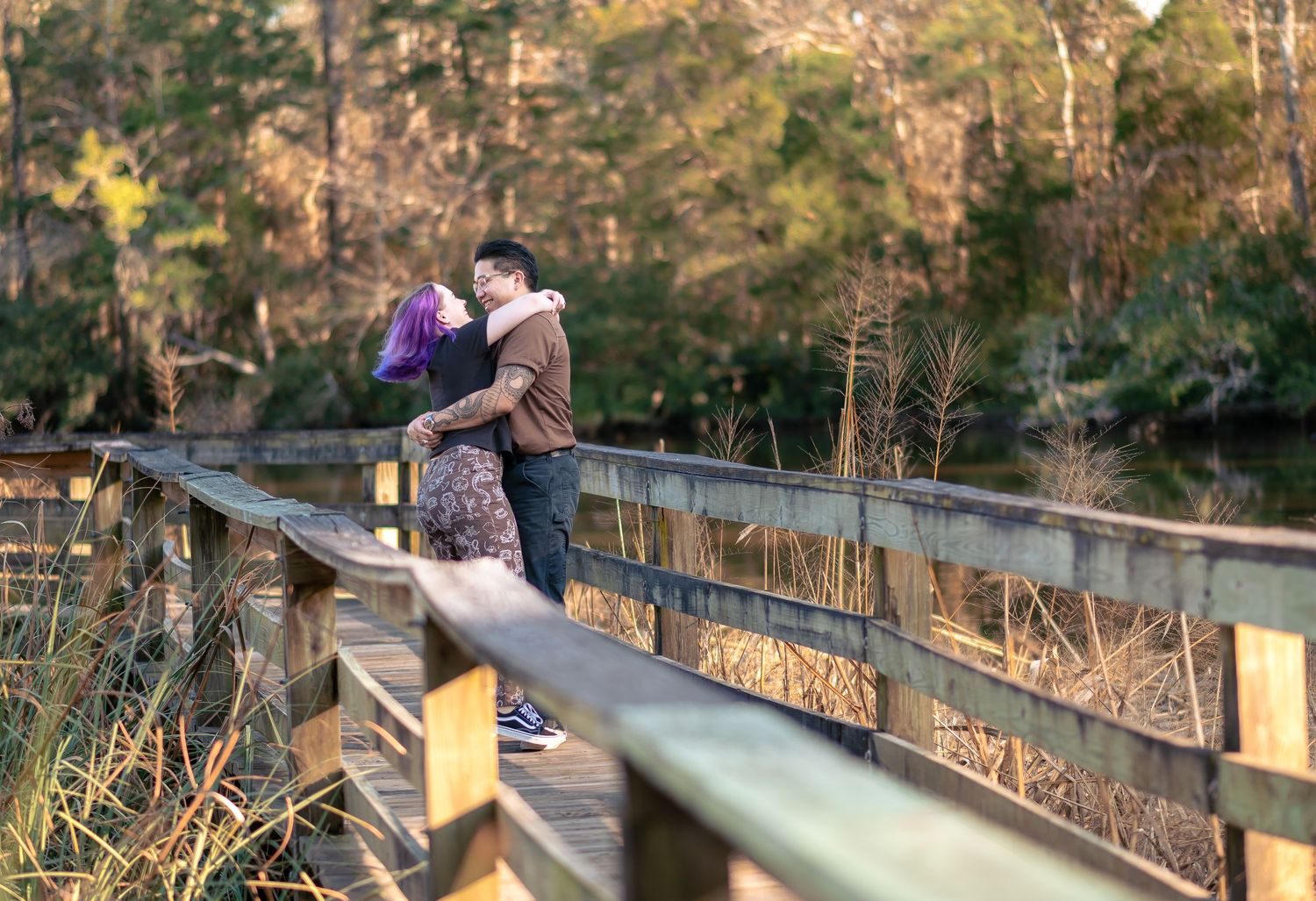 A couple walking along the Ashley River Blue Trail. Documentary photography and digital heirlooms in Summerville, SC.