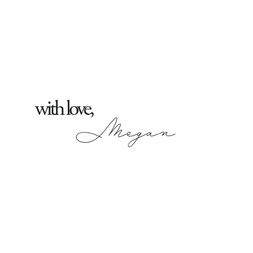 Elegant signature and text reading 'with love' in black calligraphy.