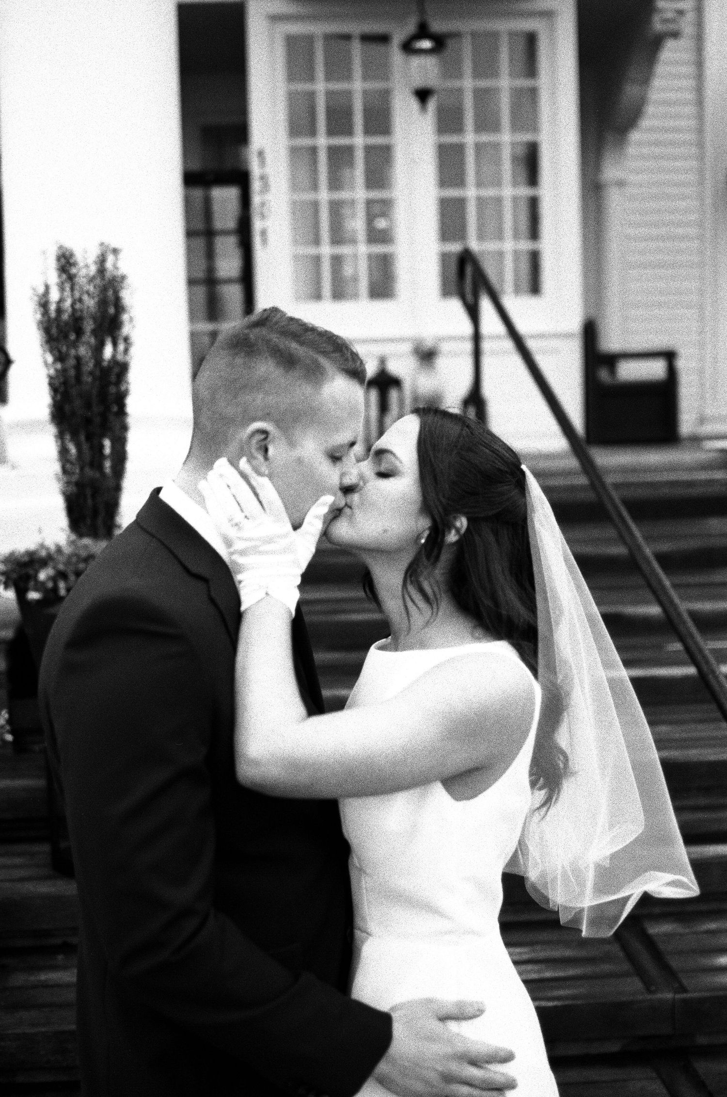 Artistic wedding photography sequence capturing intimate moments between newlyweds on their special day.