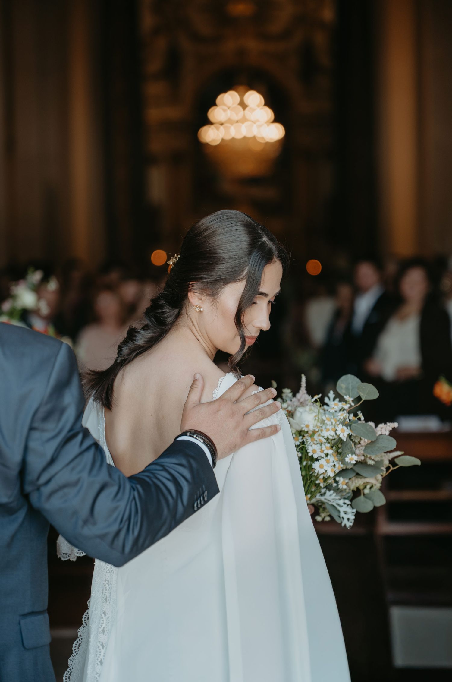 Emotional candid moment during the bride entrance