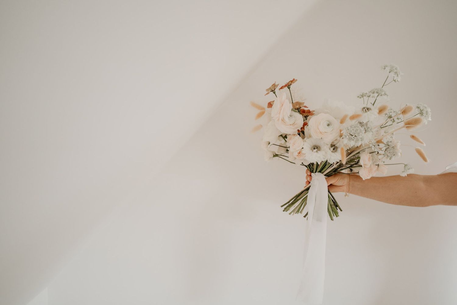 Minimal bridal bouquet photographed at her wedding