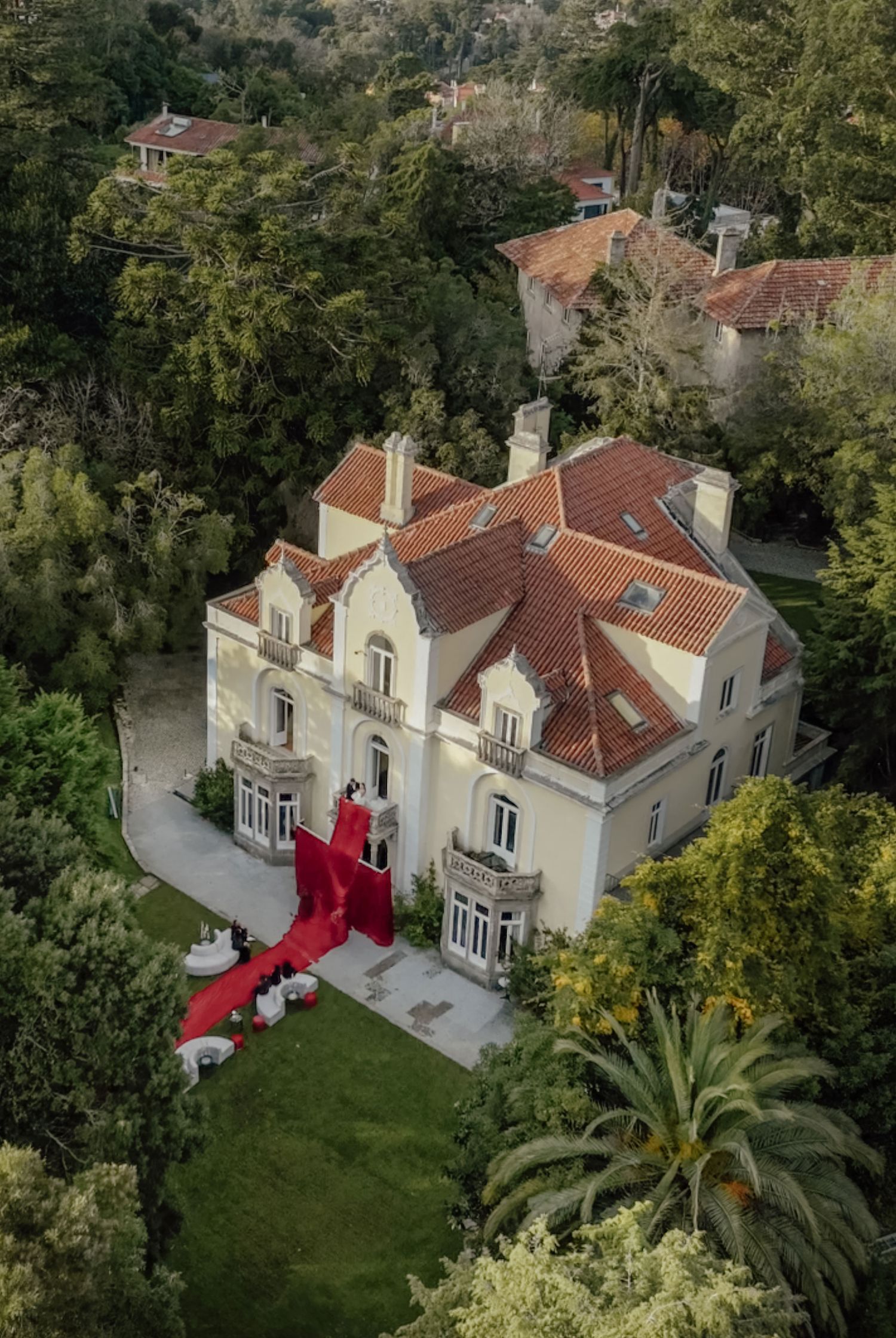 Aerial view of Camélia Gardens wedding venue in Sintra, Portugal