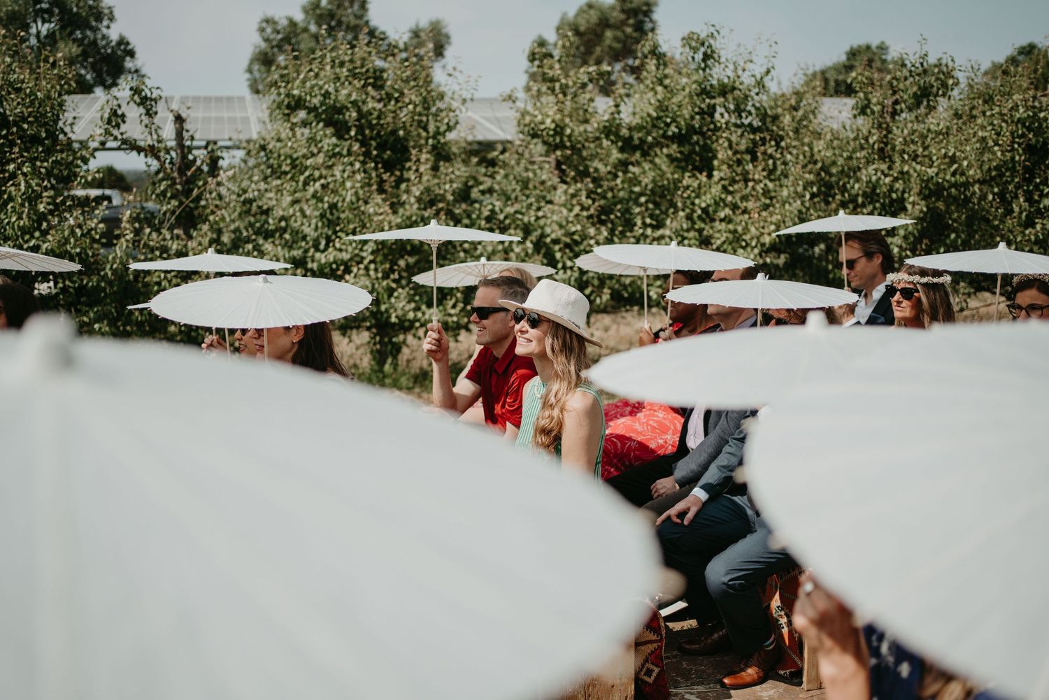 Wedding guests during outdoor celebration at Rio do Prado in Óbidos, Portugal