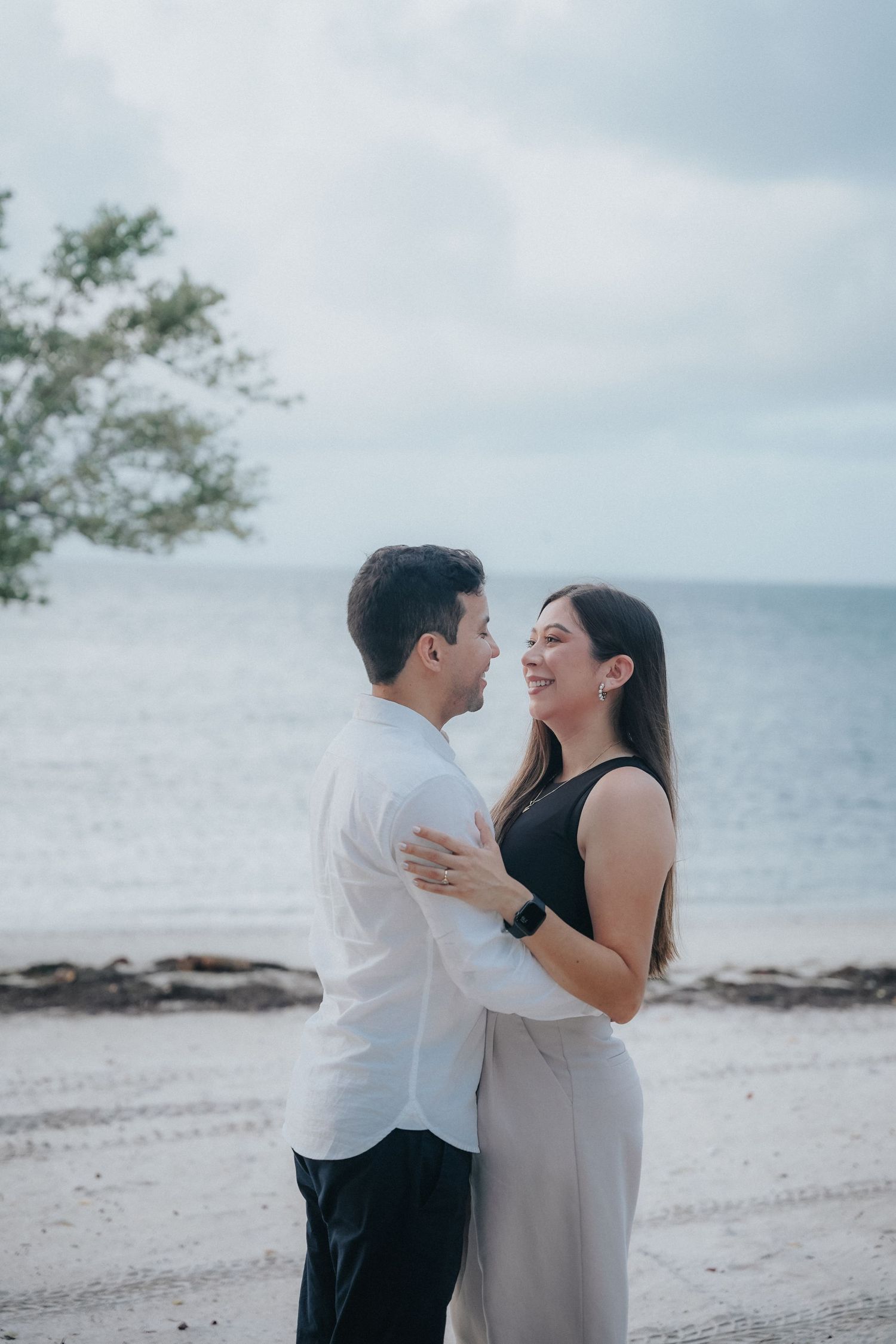 Beach engagement session in South Florida for Save the Date photos, natural light couple photography