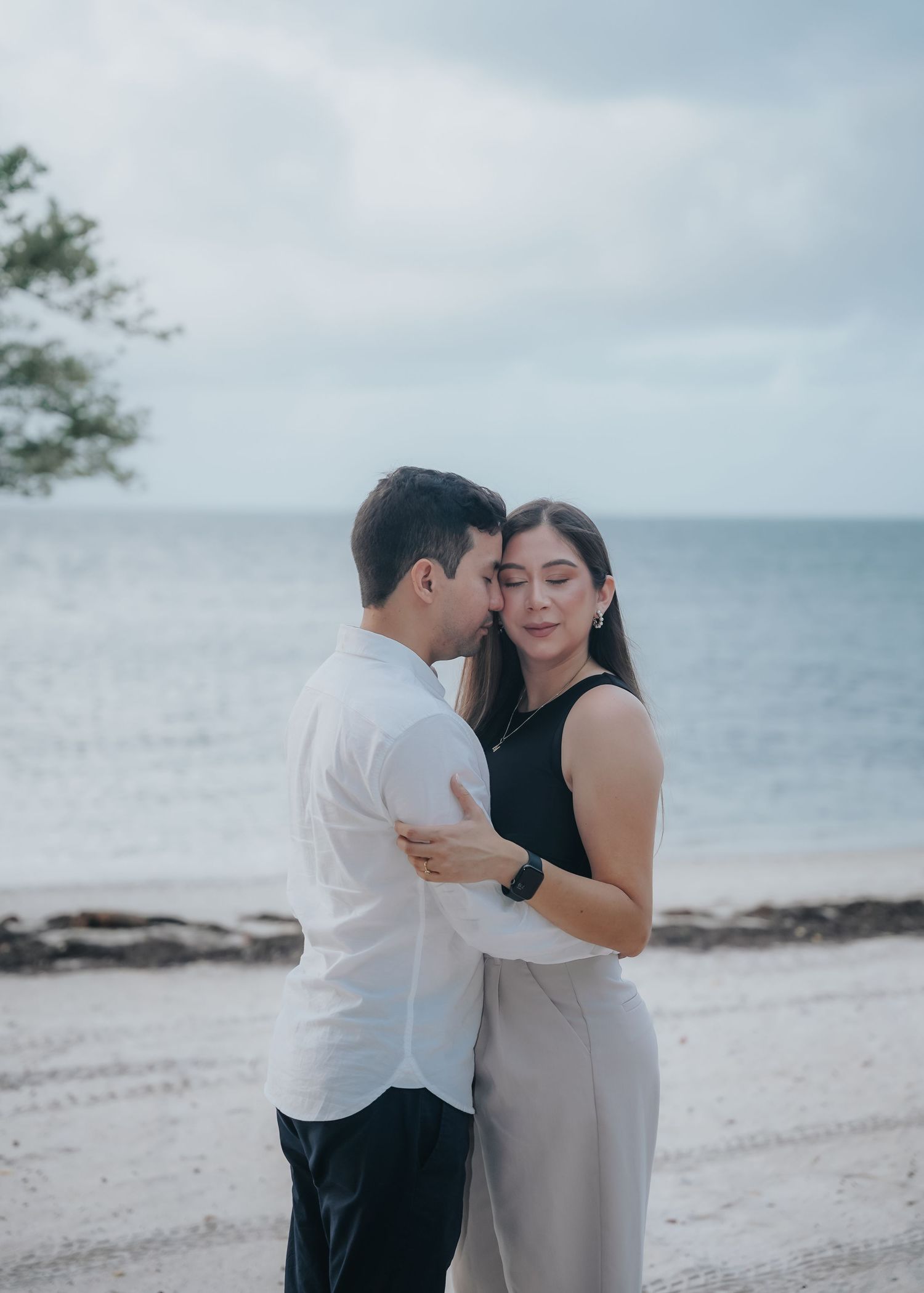 Beach engagement session in South Florida for Save the Date photos, natural light couple photography