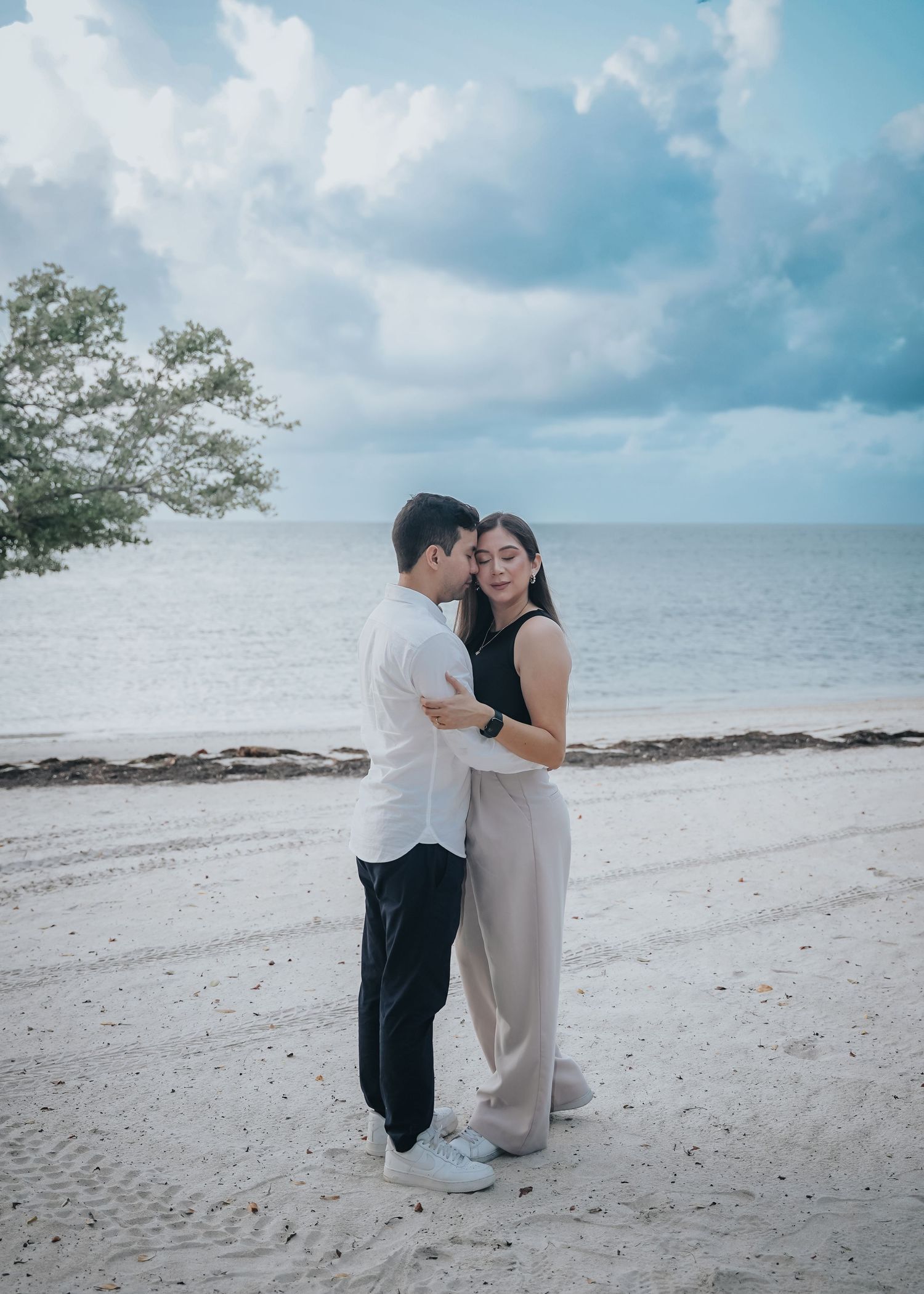 Beach engagement session in South Florida for Save the Date photos, natural light couple photography