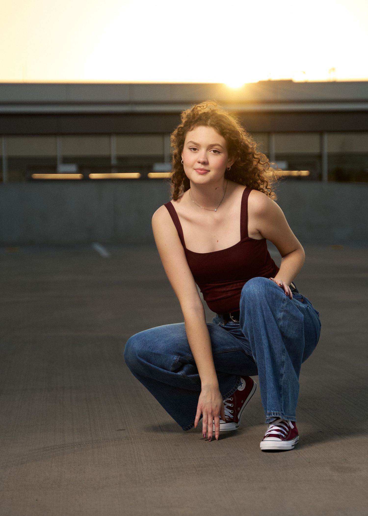 Senior sunset headshot downtown round rock tx