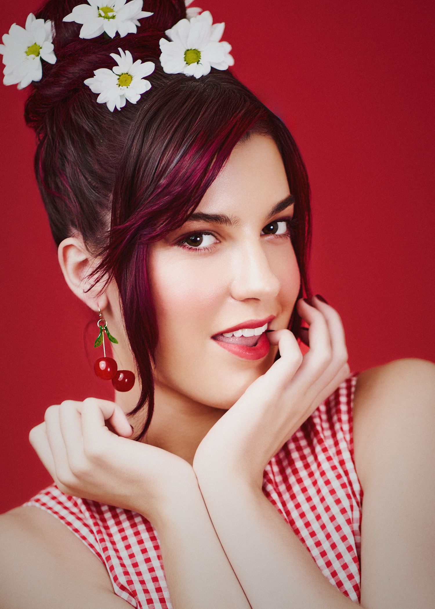 Studio editorial session in red