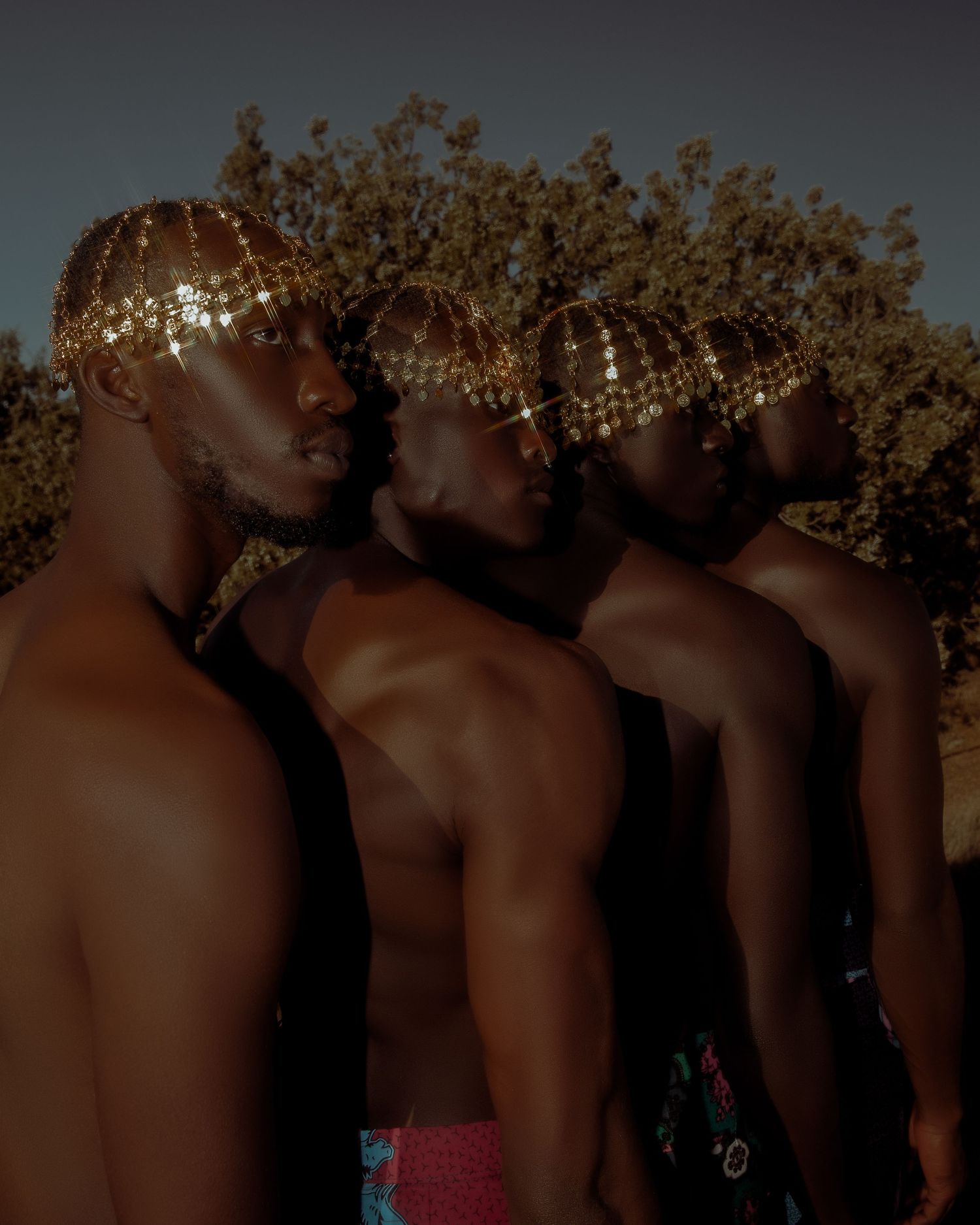 Atmospheric evening portrait series with fairy lights creating a magical ambiance. PZ STUDIO VISUALS photo by Tayo Jr