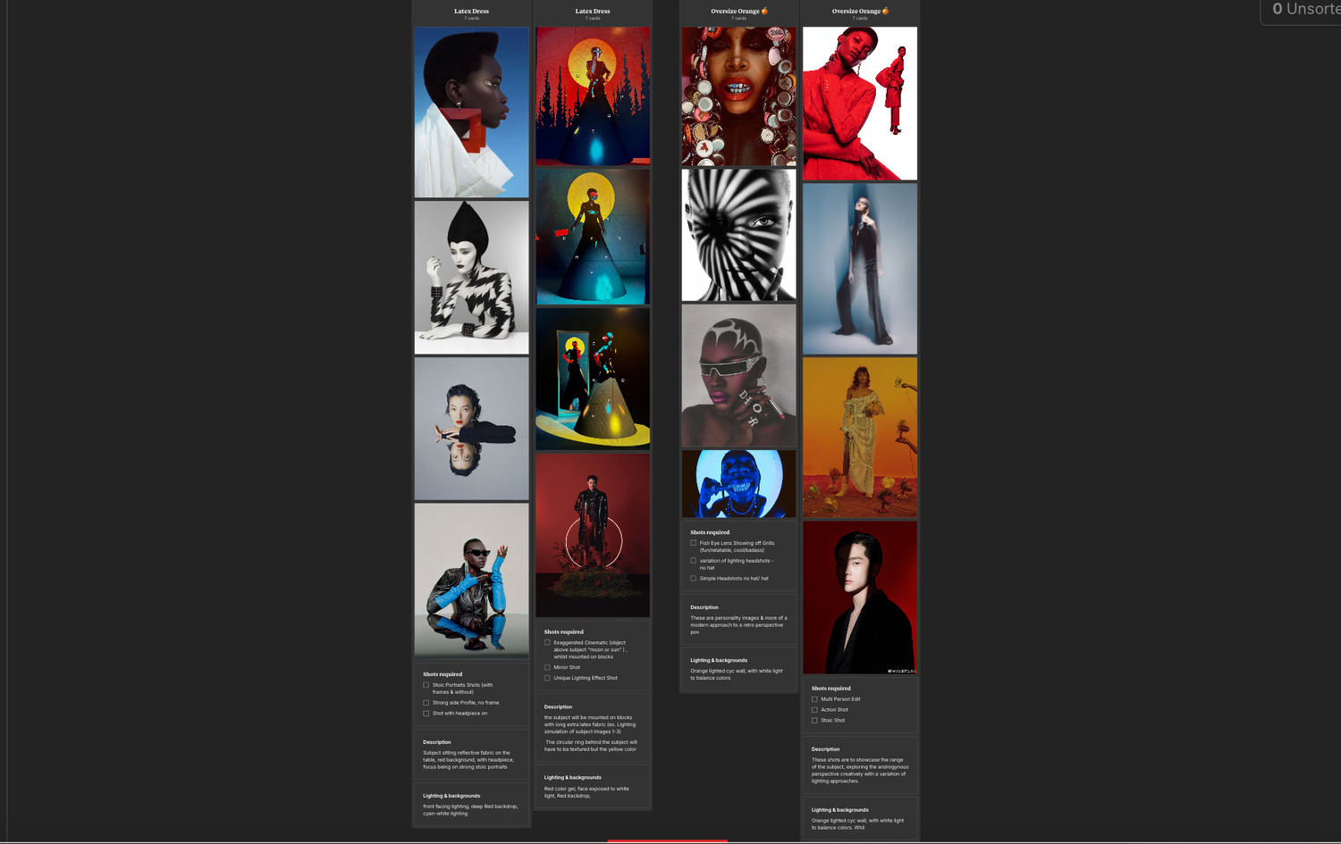 A collage of dark movie posters arranged in vertical columns with dramatic lighting and silhouettes against black backgrounds. PZ STUDIO