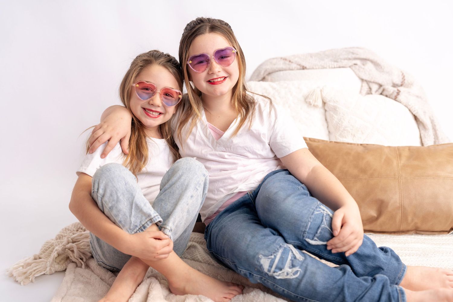 Casual lifestyle photos of people lounging on light colored background.