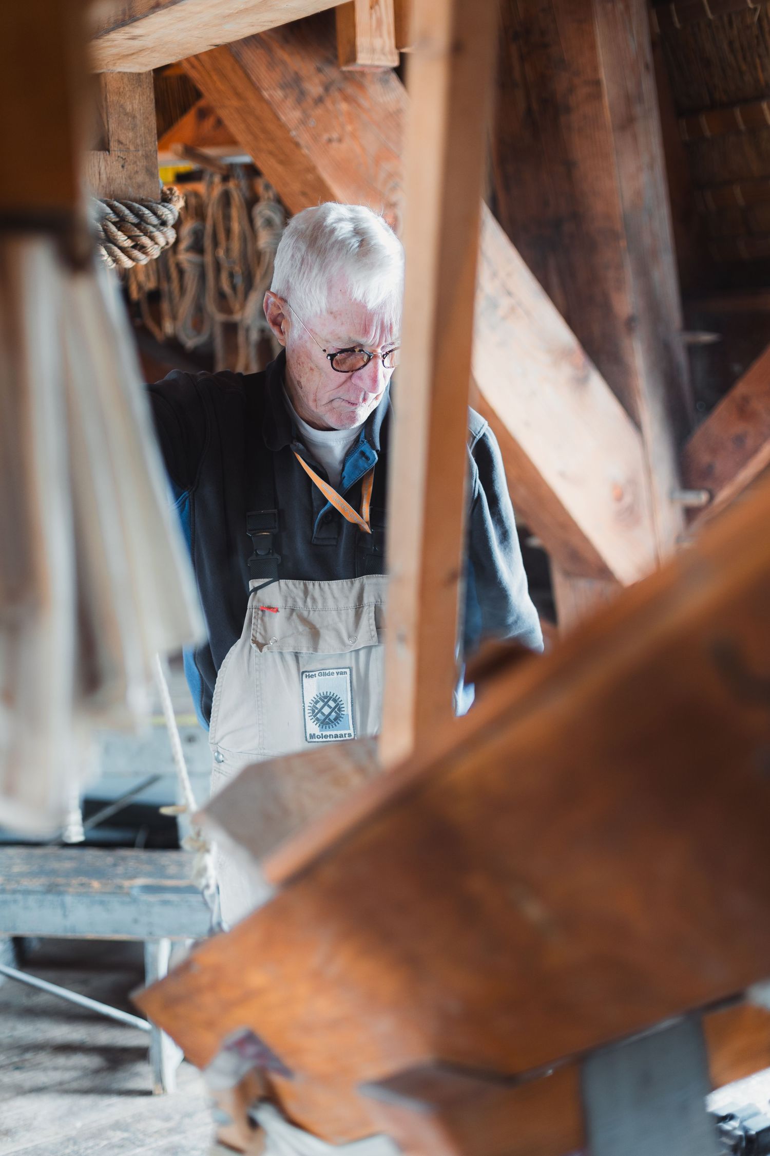 Ambachtelijk portret molenaar in Daams' Molen in Vaassen