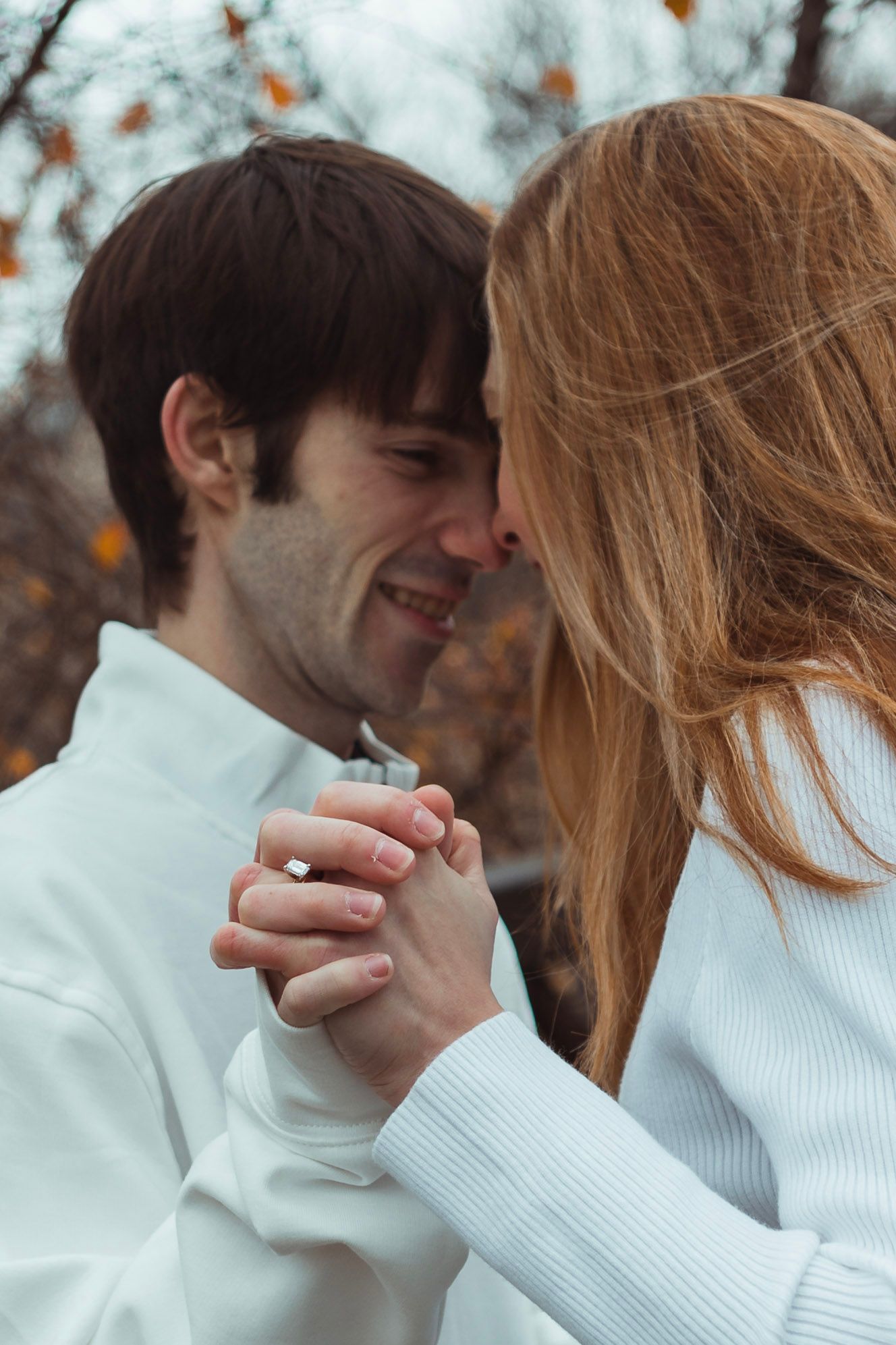 Lifestyle engagement photography in Oakland County, Michigan during a fall couples session