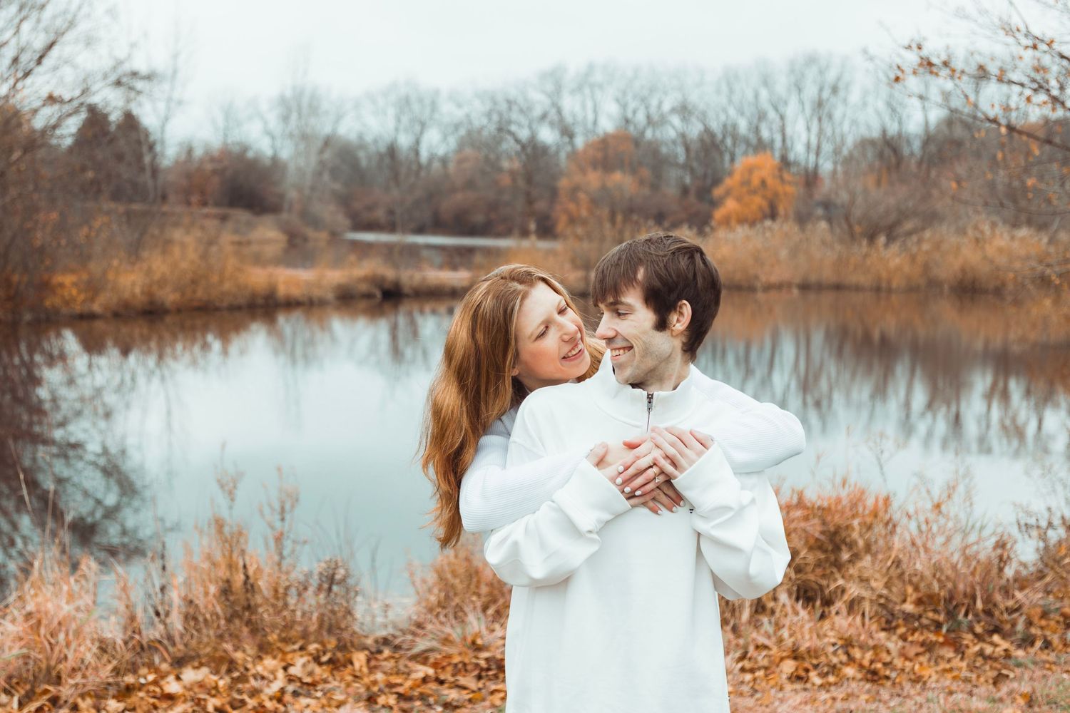 Oakland County Michigan engagement photography capturing a couple together during a fall outdoor session