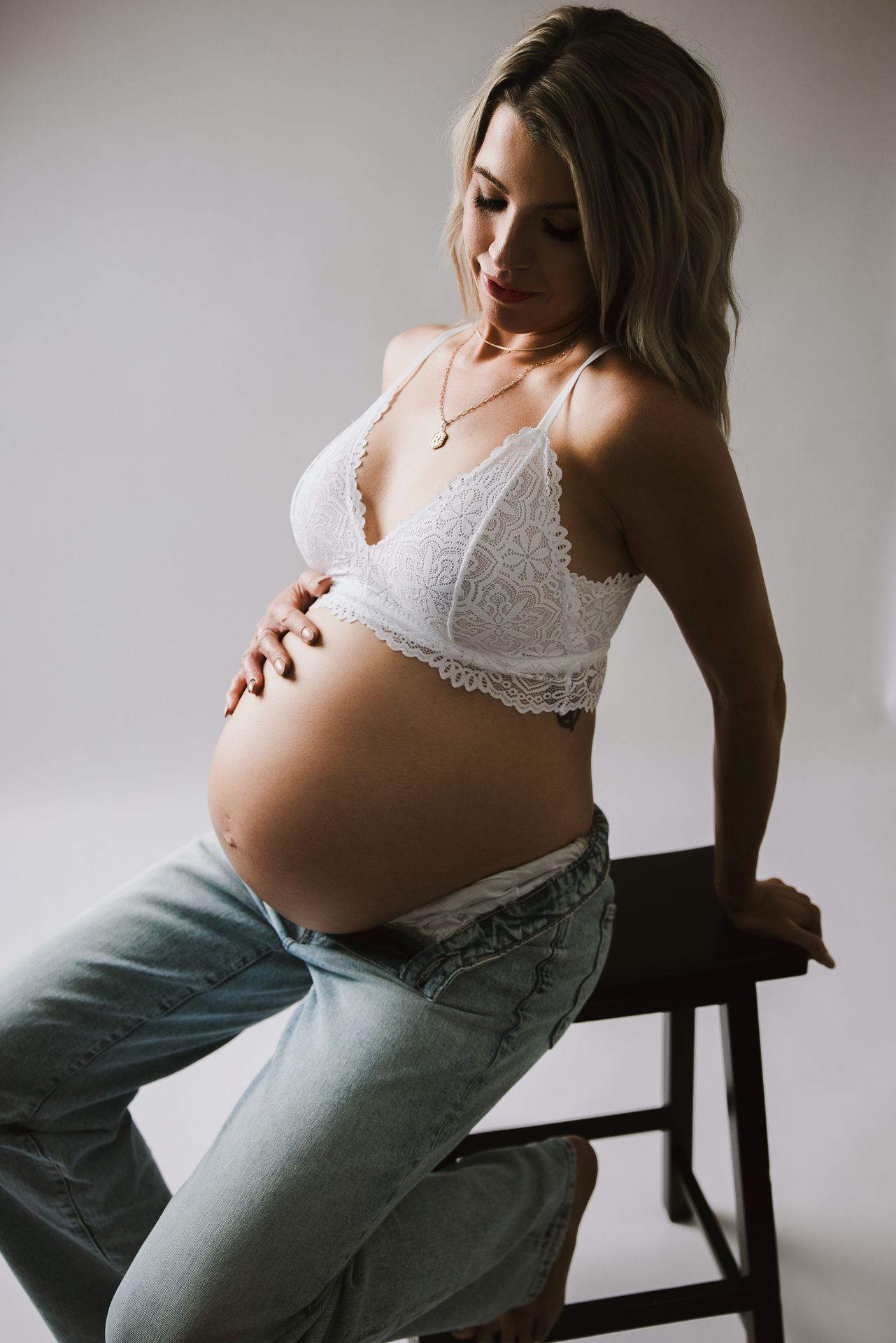 Pregnancy portrait session in Vista CA studio by North County San Diego maternity photographer