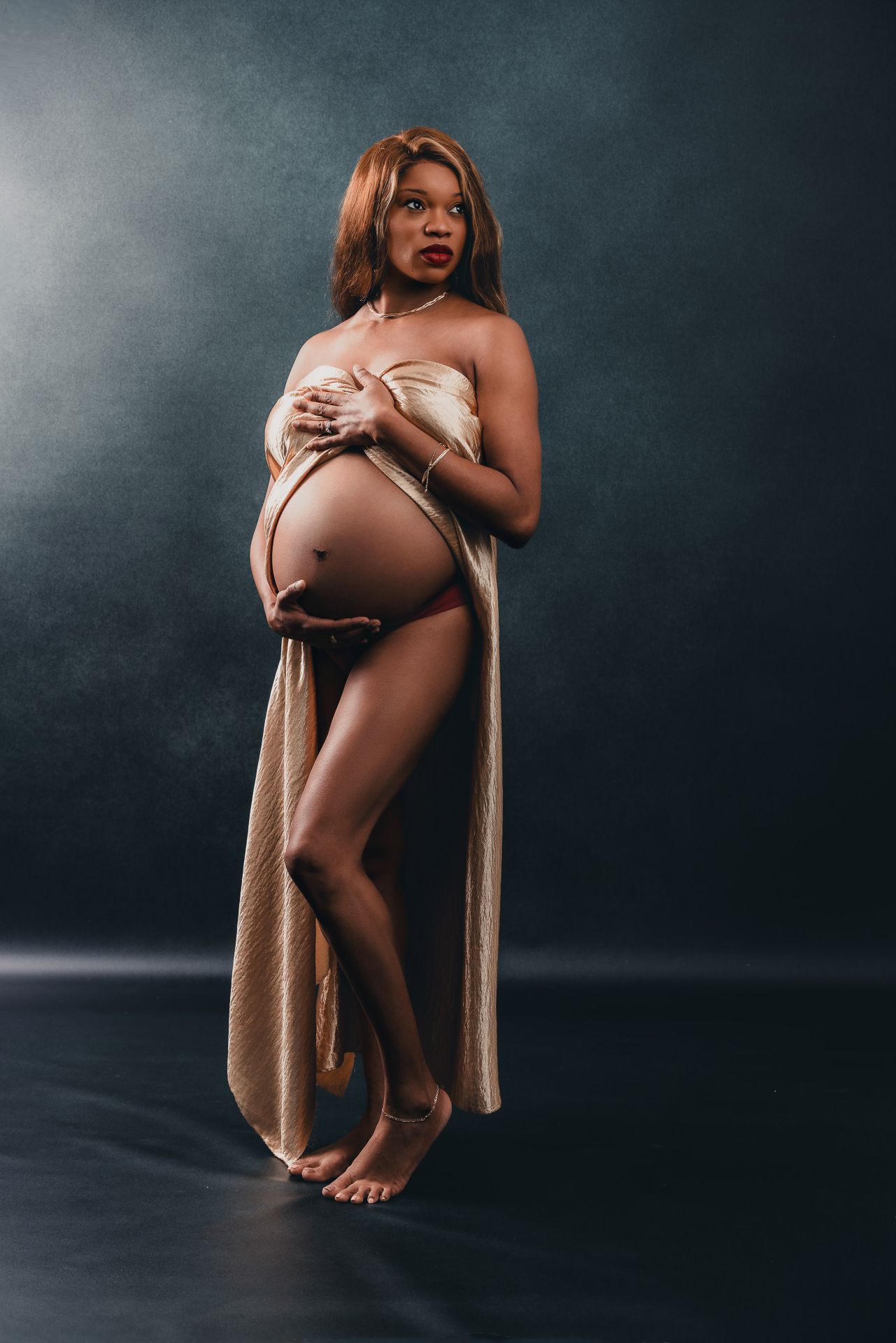 Pregnancy portrait session in Vista CA studio by North County San Diego maternity photographer