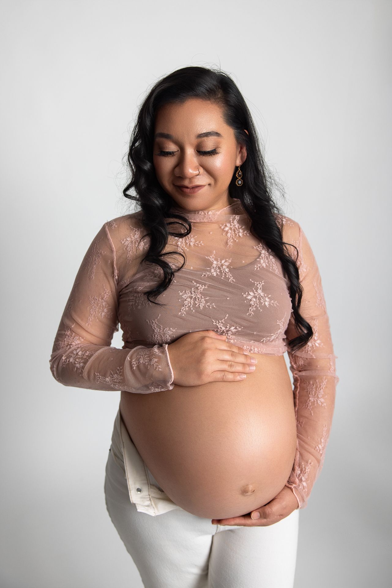 Pregnancy portrait session in Vista CA studio by North County San Diego maternity photographer