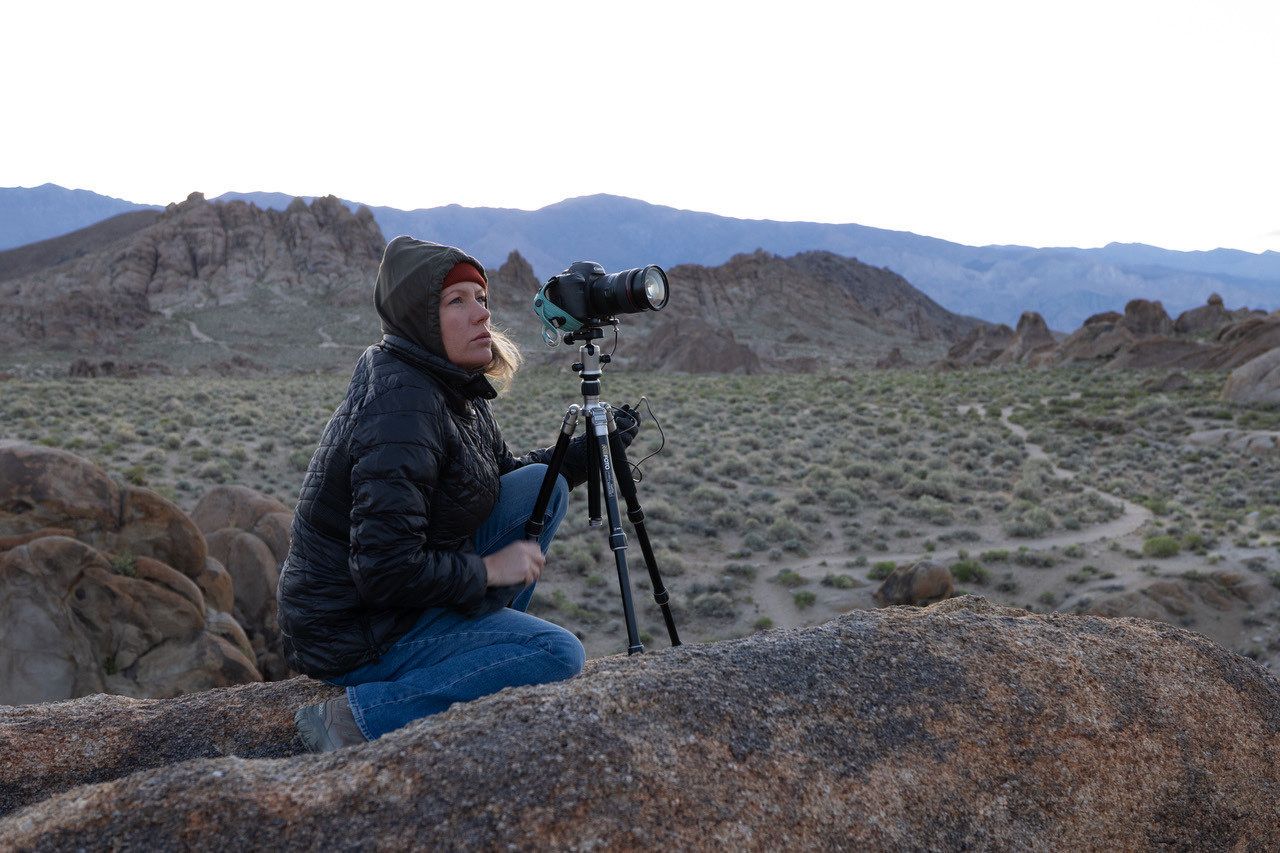 Teaching Landscape photographer in mountainous desert terrain.  CA