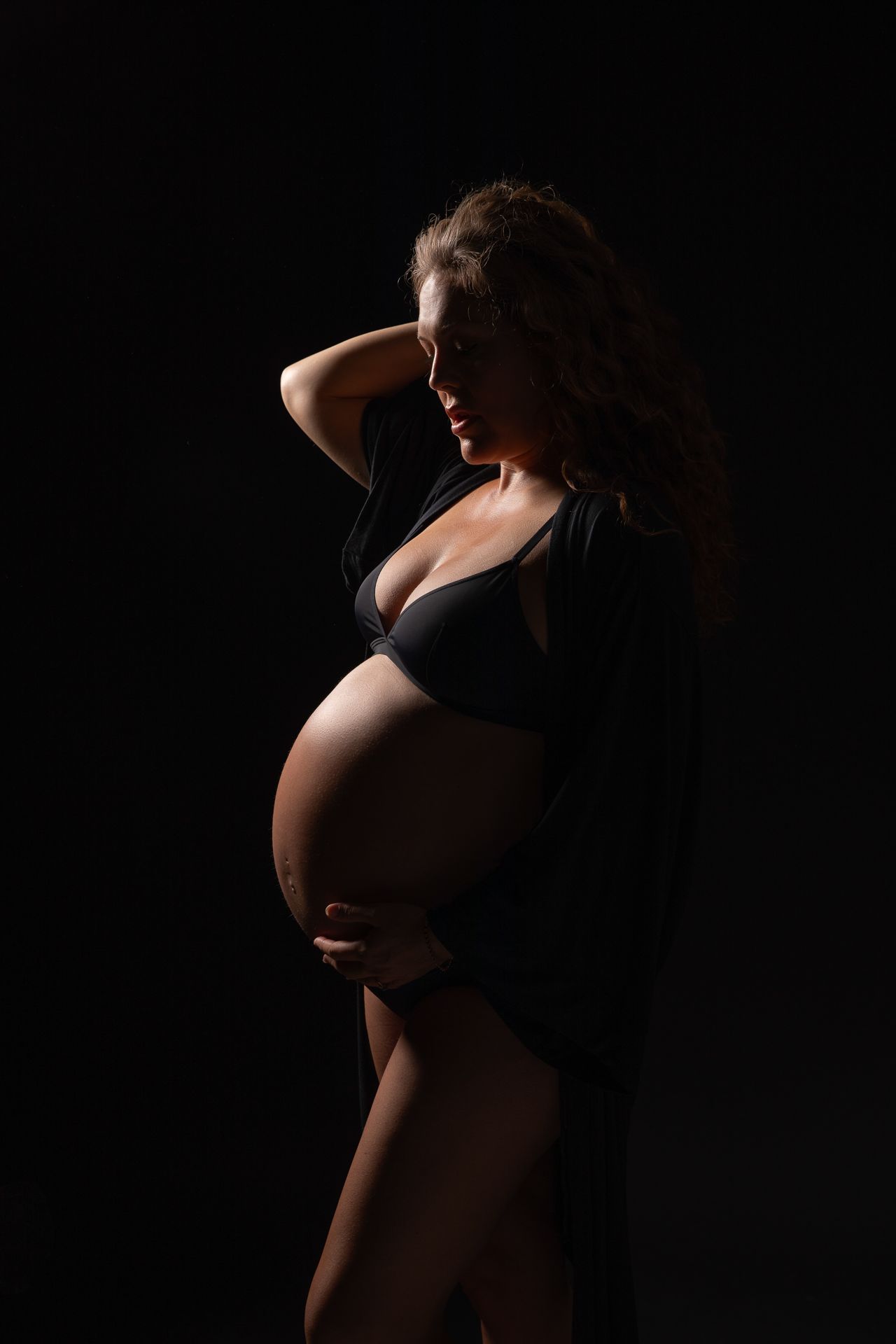 Elegant maternity photography in Temecula CA studio capturing motherhood during pregnancy by portrait photographer